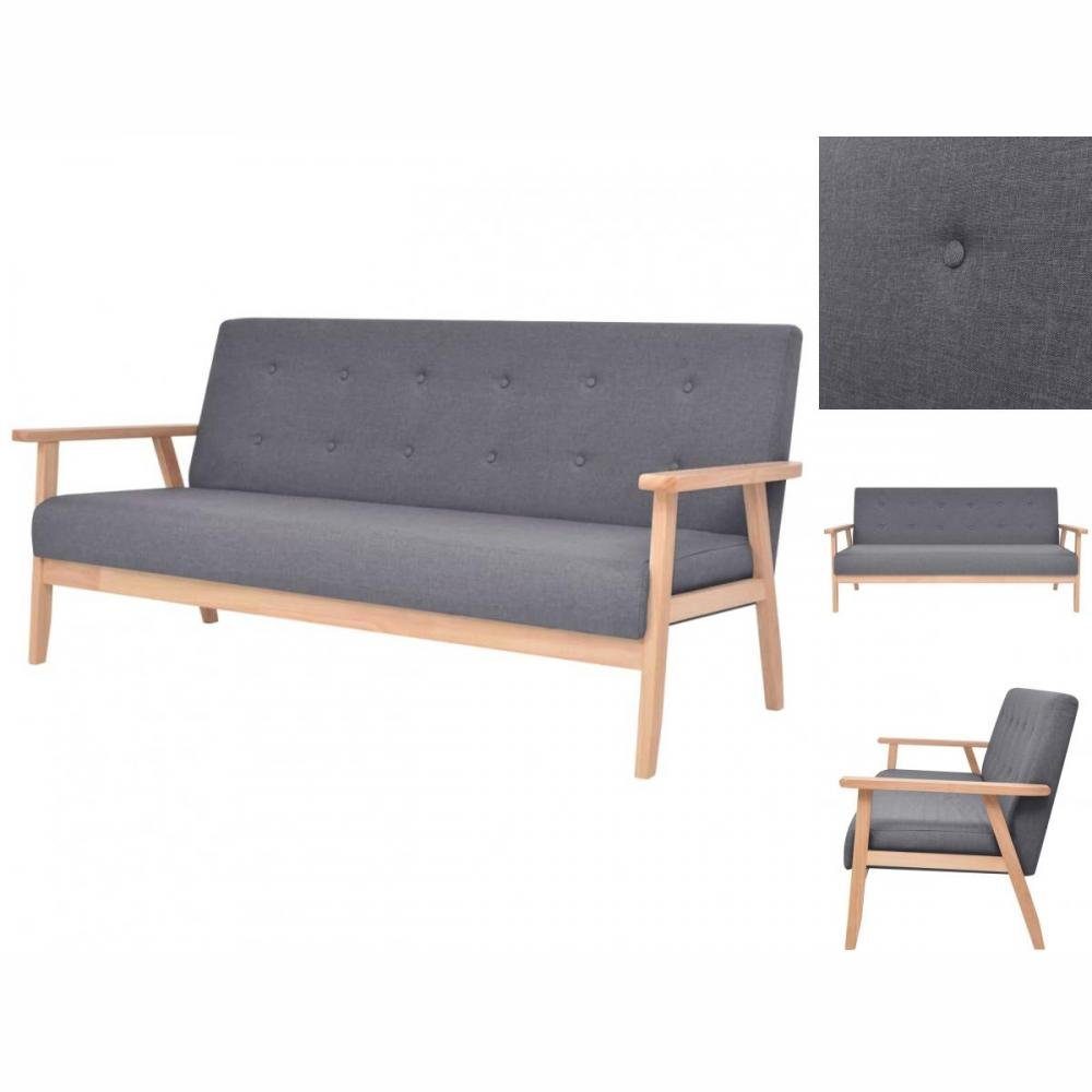 vidaXL Sofa 3-Sitzer Sofa Stoff Dunkelgrau