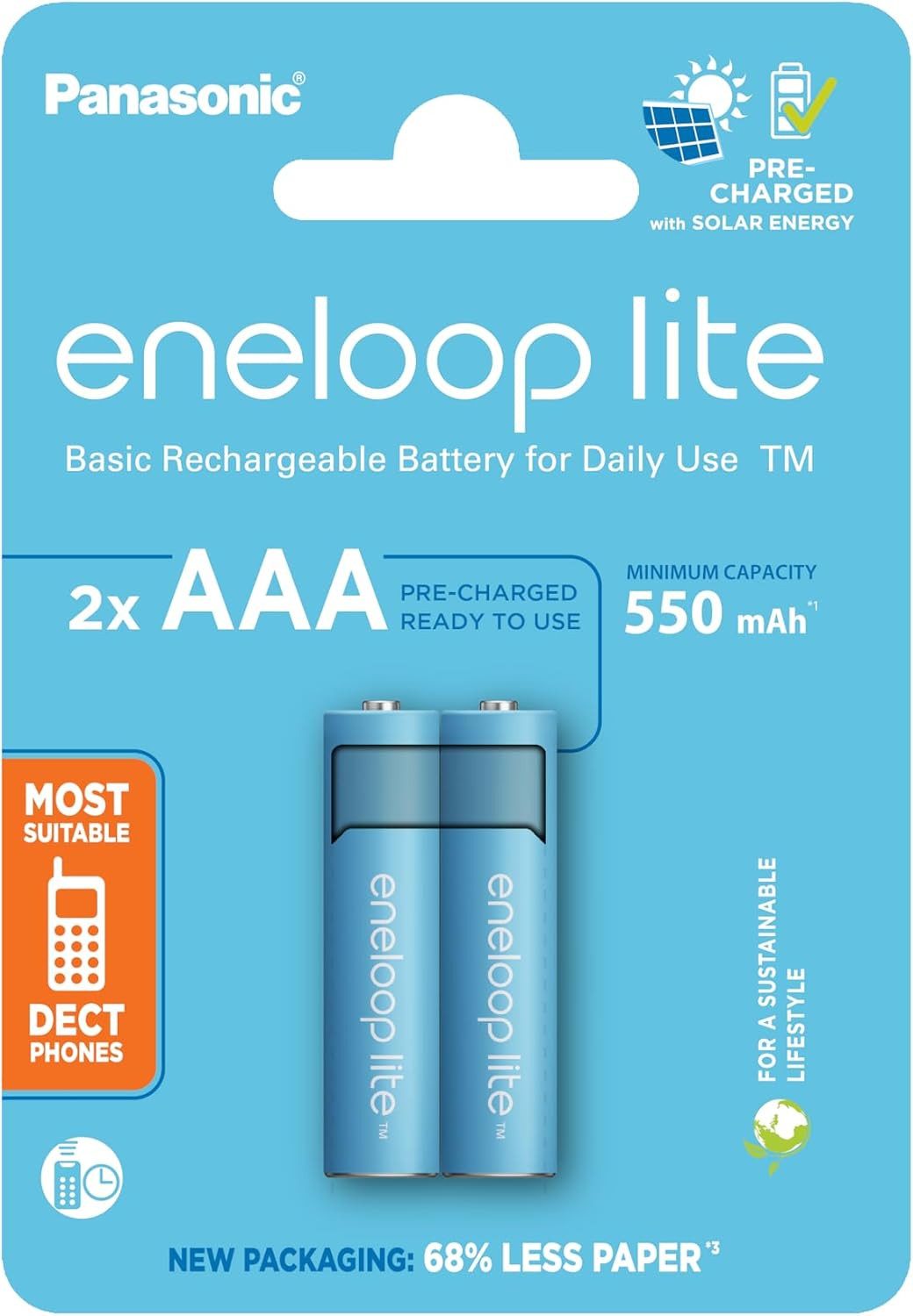 eneloop Lite AAA Аккумуляторы 550 mAh – 2er Pack wiederaufladbare Батареи Batterie, (1.2V V, 2 St), wiederaufladbar