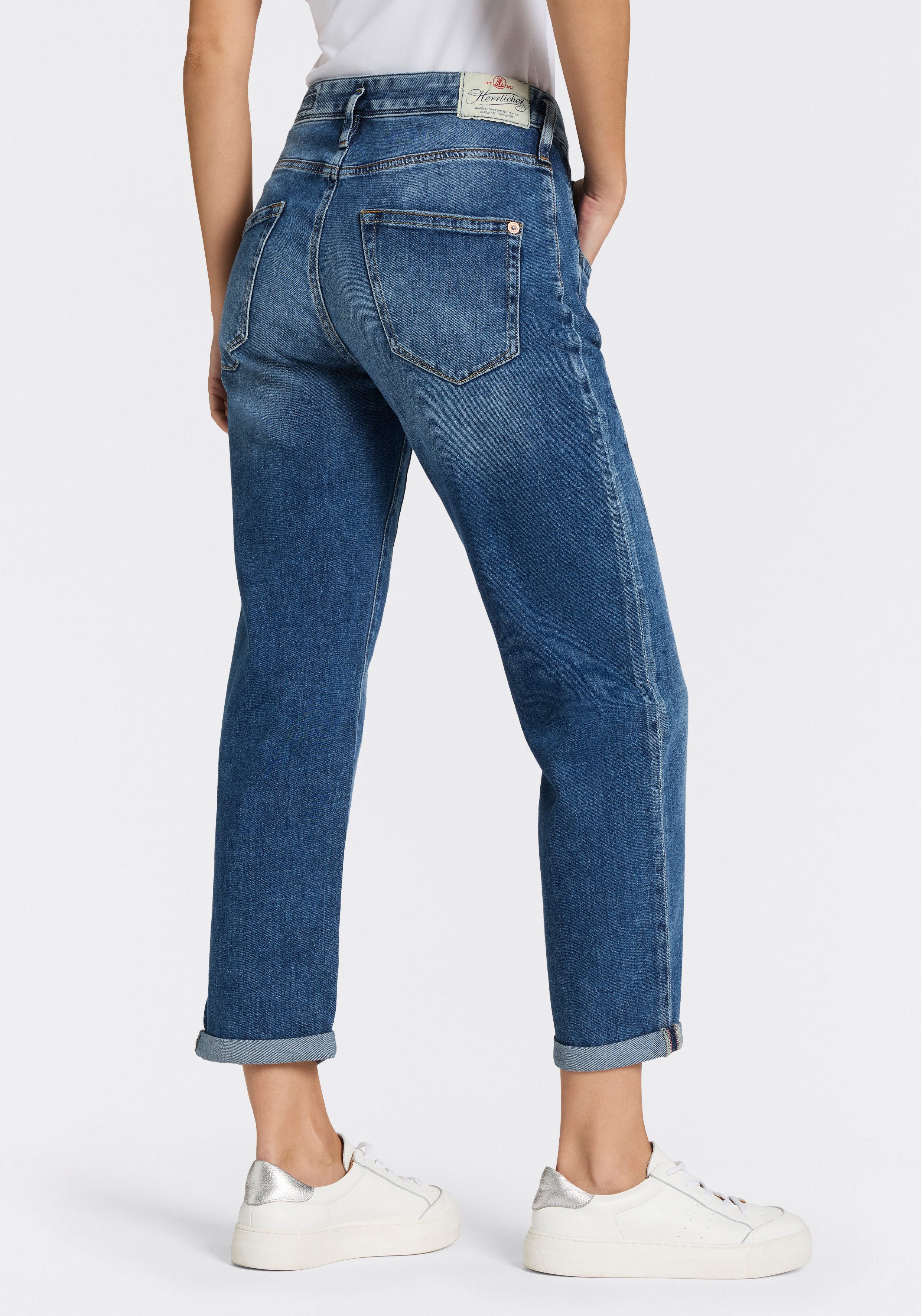 Herrlicher Boyfriend-Jeans Shyra Tap Denim Stretch mit halb verdeckter Knopfleiste, High Waist