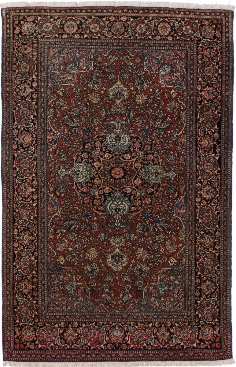 Orientteppich Isfahan Ahmad Antik 139x221 Handgeknüpfter Orientteppich,  Nain Trading, rechteckig, Höhe: 6 mm