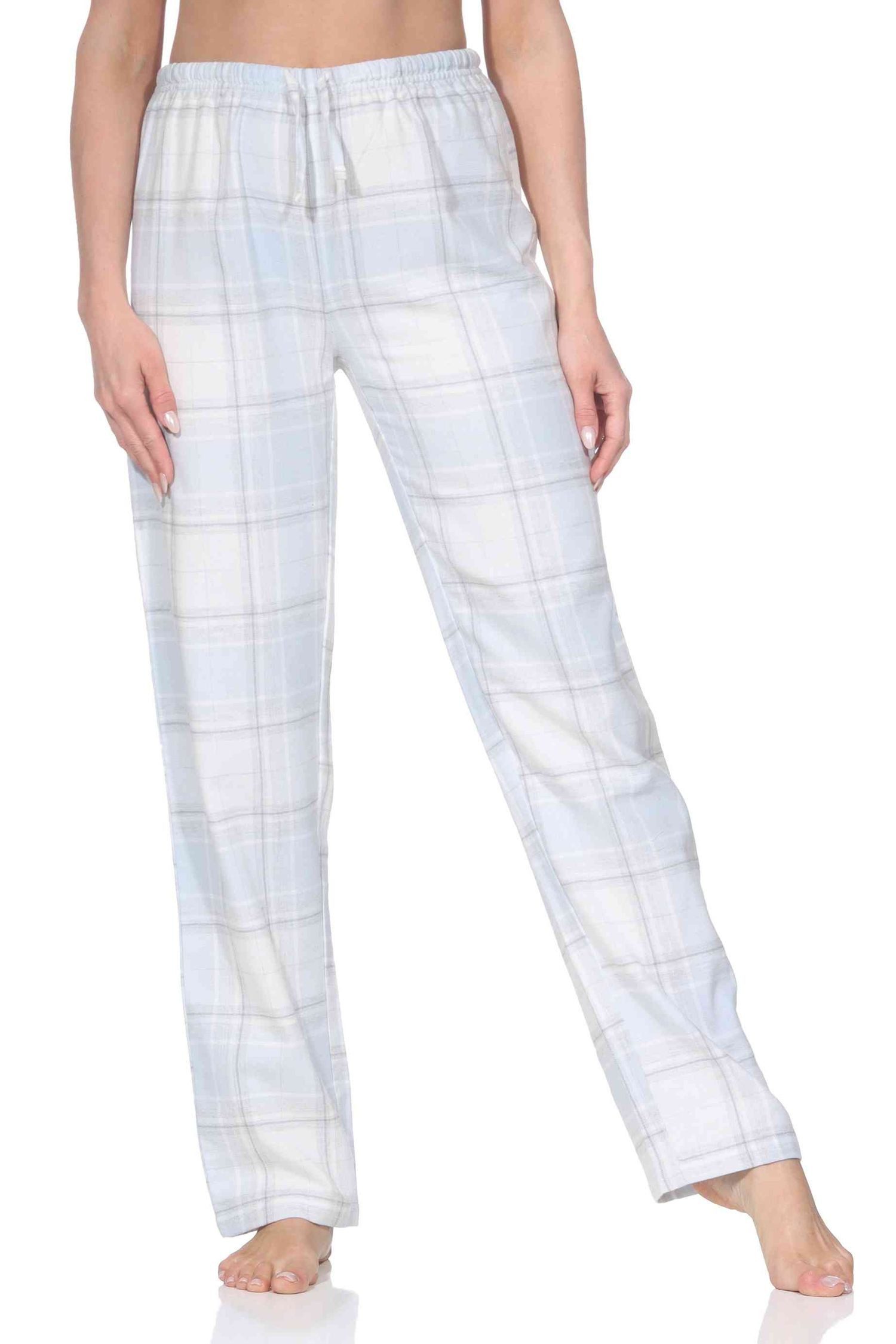 Normann Relaxanzug Normann Damen Schlafhose aus Flanell Schlafanzug Hose kariert