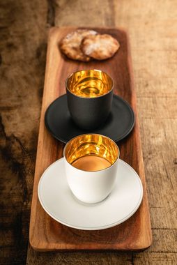 Eisch Espressoglas COSMO PURE WHITE, Made in Germany, 100 ml, Kristallglas, mit 24karätigem Gold veredelt und in reinweißem Stein-Look versiegelt
