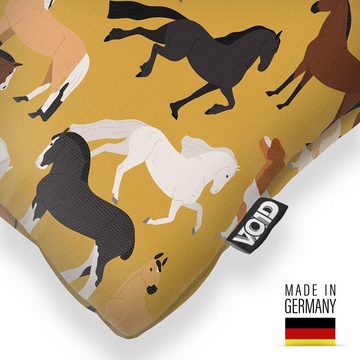 Kissenbezug, VOID (1 Stück), Sofa-Kissen Rasse Pferde-Zucht Stall Haus-Tier Tier-Muster aus-reiten Hobby Bauern-Hof Voltigieren Haflinger Pony Einhorn Mädchen