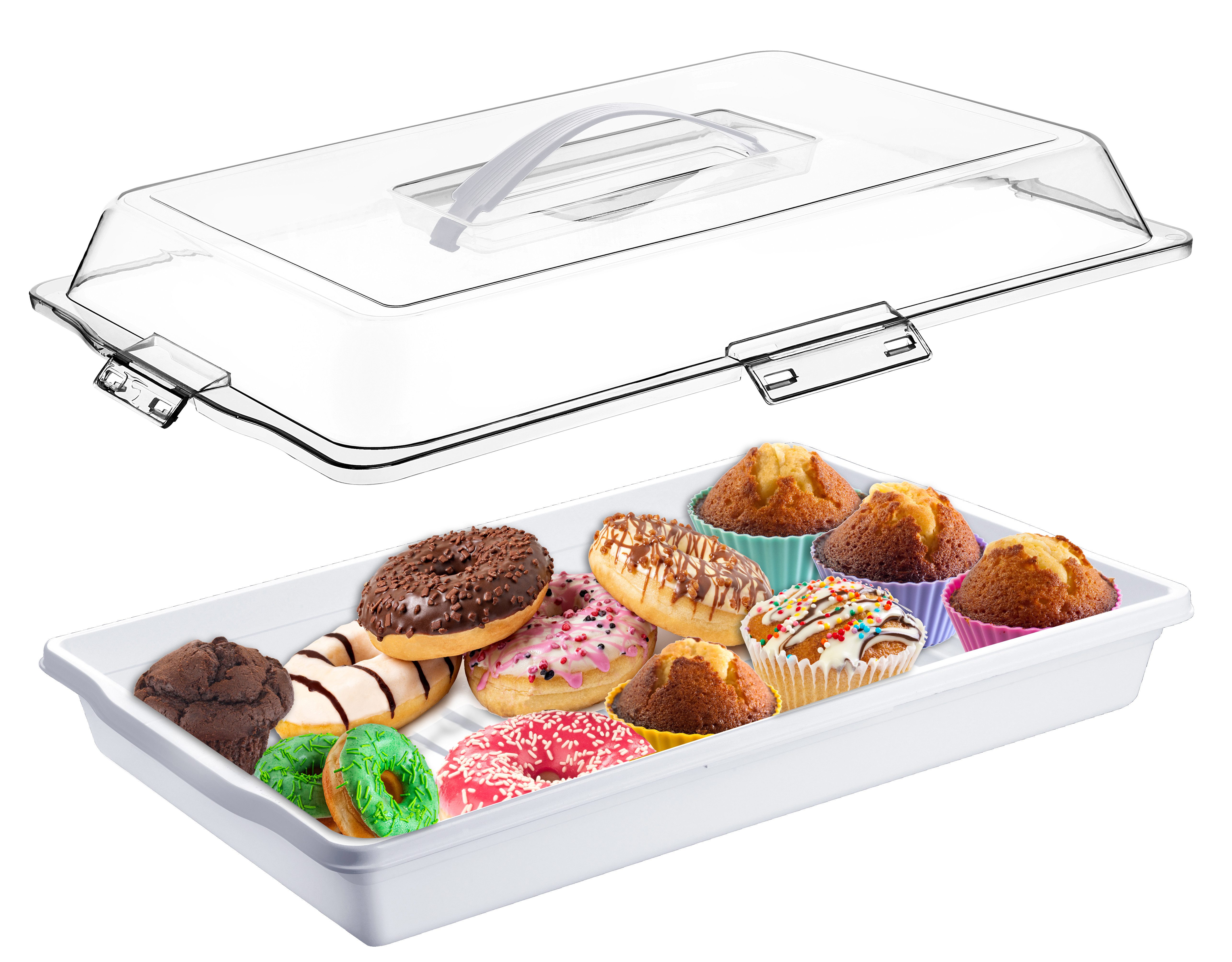 Ebaxx Kuchentransportbox Kuchen Transport Box Party Container eckig Tragegriff