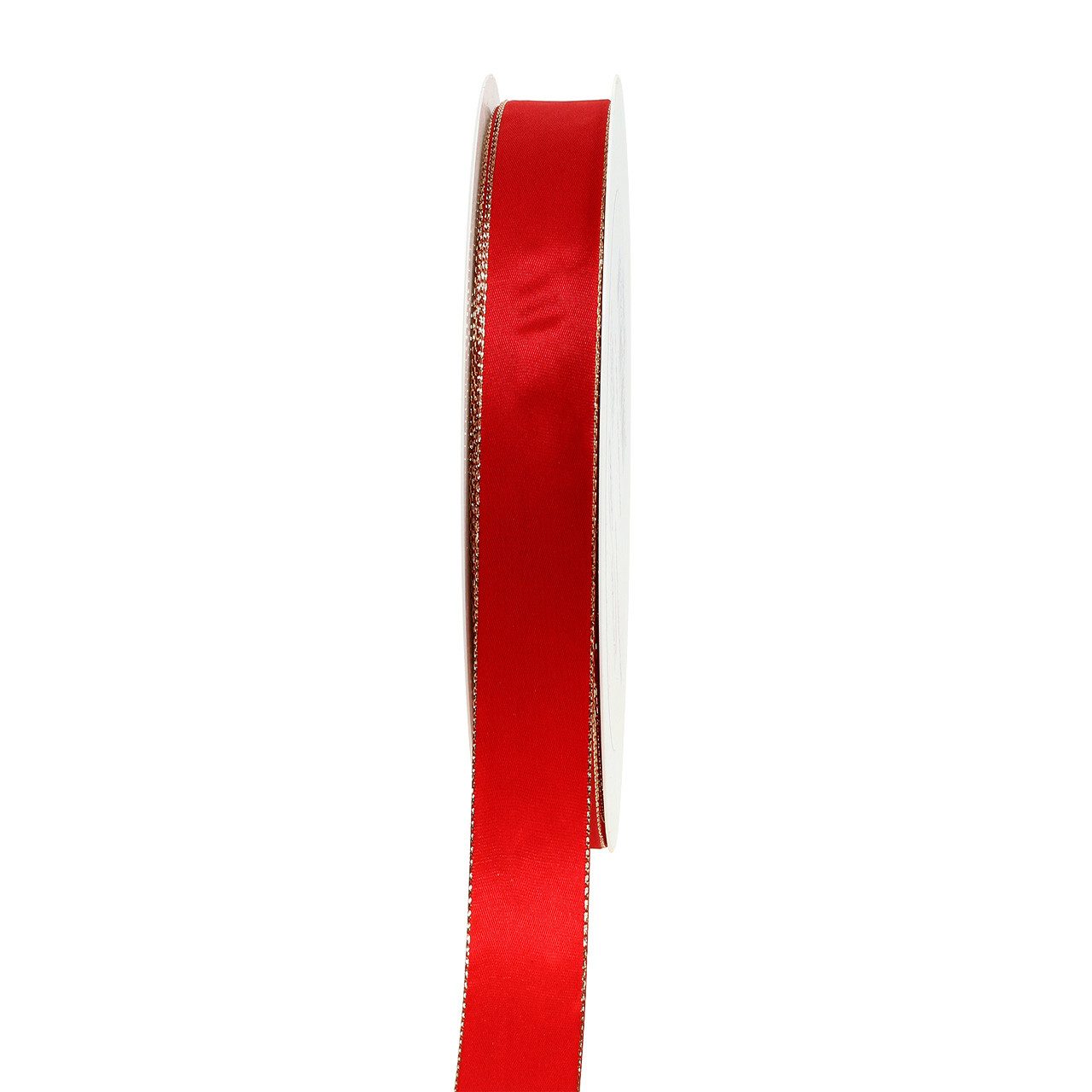 Dekoband Satinband Rot Goldkante 15mm x 40m Festlich Geschenkband