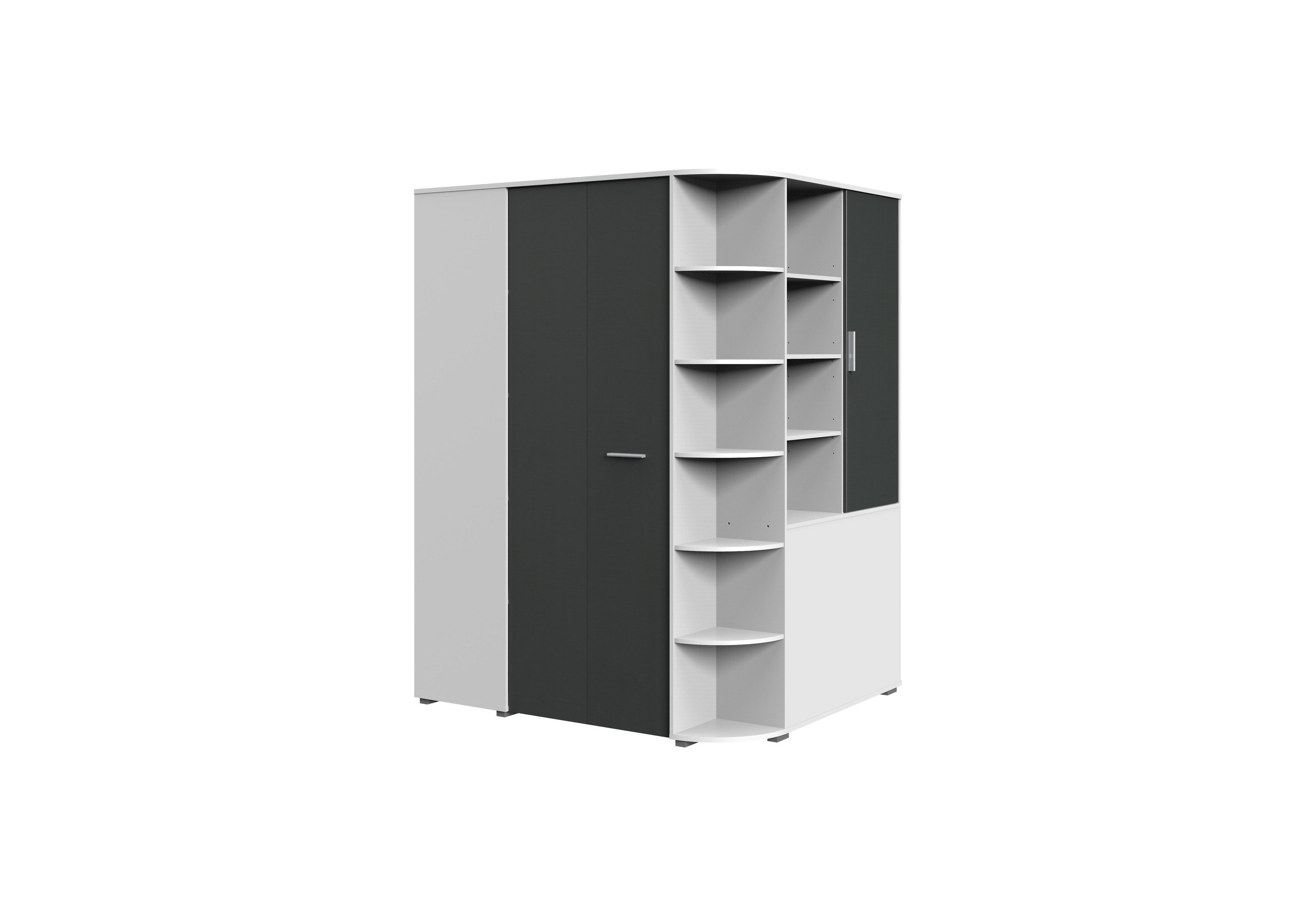 freiraum Dreh-/Schwebetürenschrank Joker (B/H/T: 124x199x148 cm) in Weiß mit 2 Türen und 16 Einlegeböden