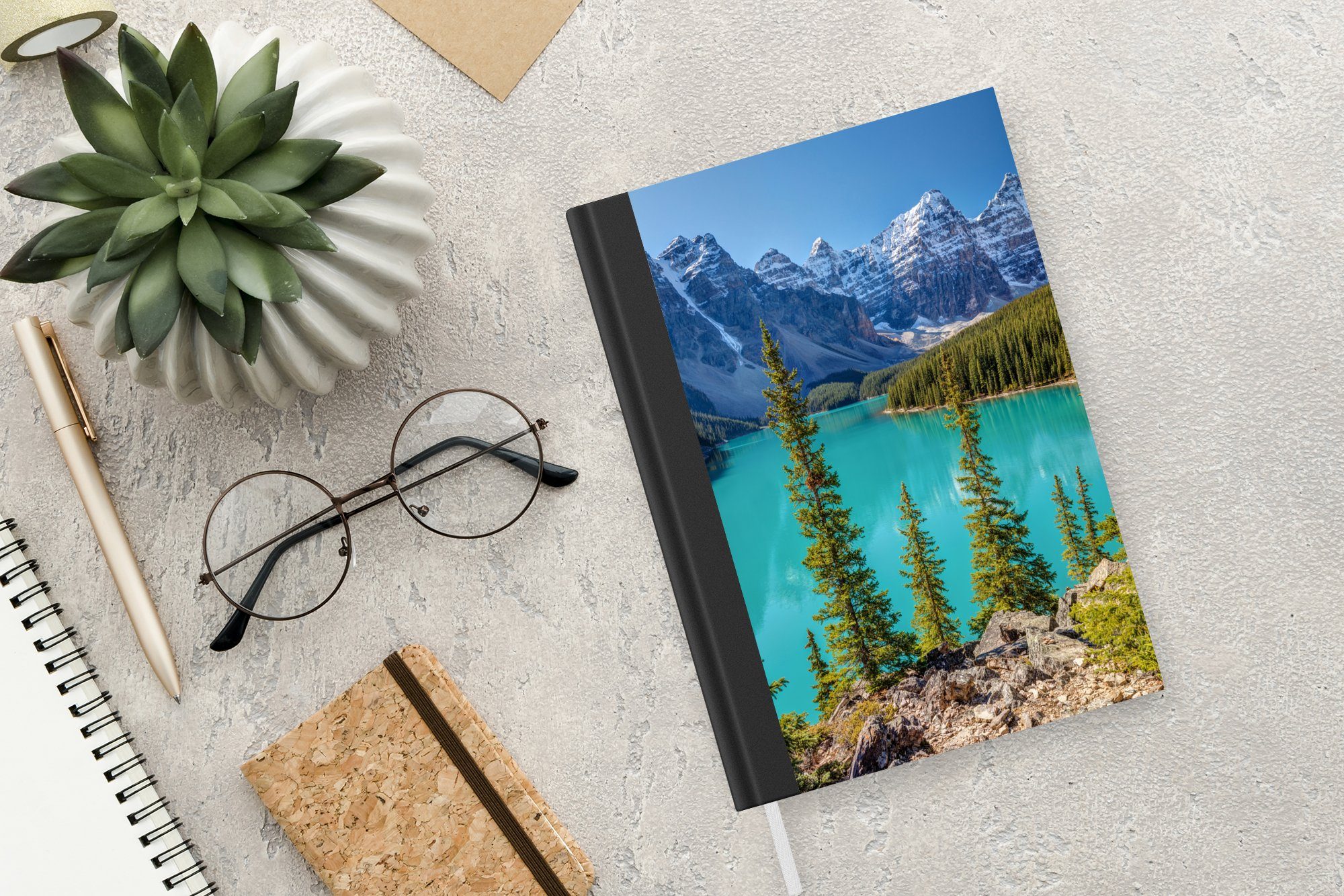 Nachmittag am Banff Tagebuch, Notizbuch Journal, kanadische MuchoWow National im Park, Lake Der 98 A5, Moraine Seiten, Notizheft, Merkzettel, Haushaltsbuch