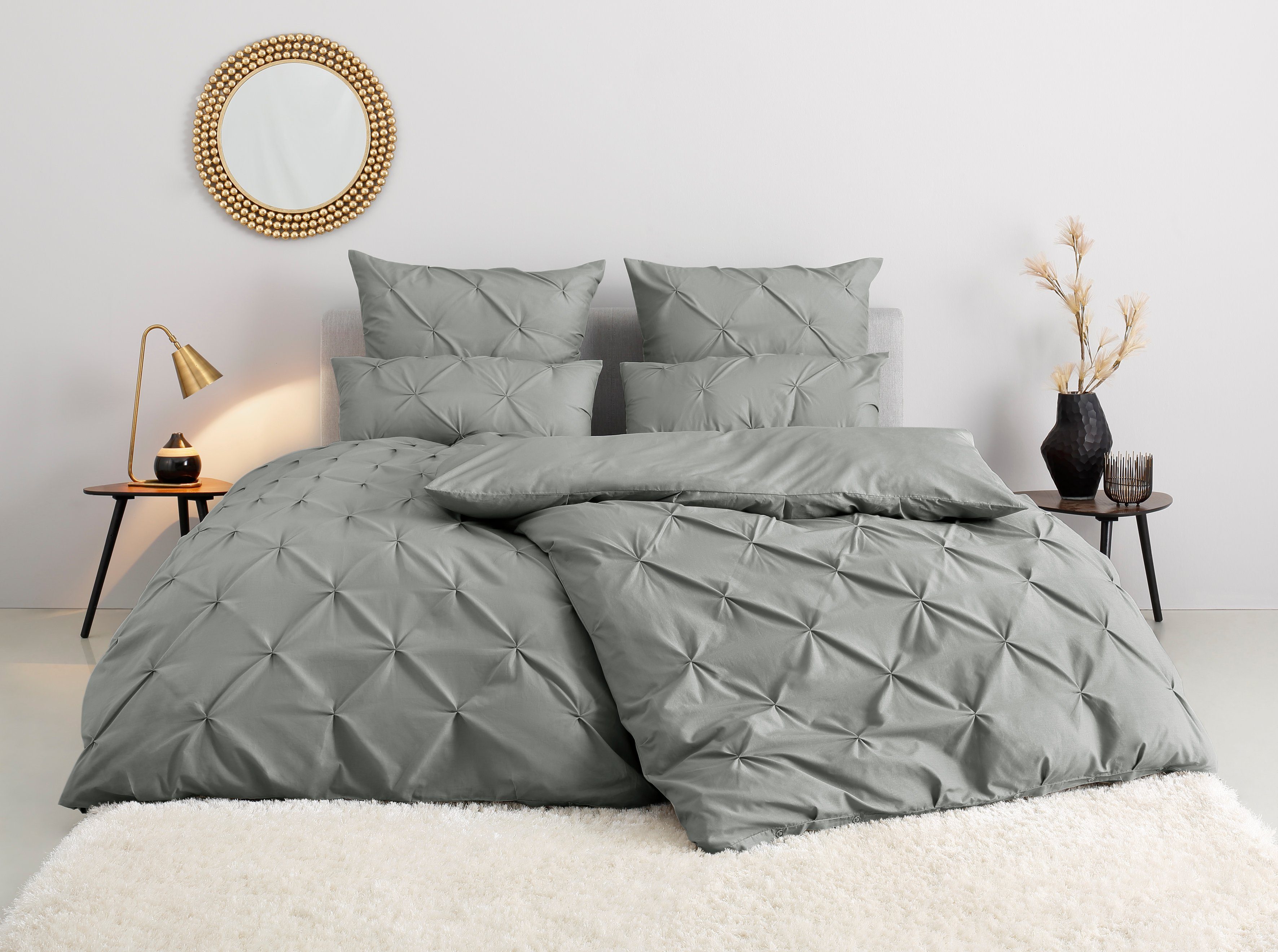 Home affaire Bettwäsche Elliant in Gr. 135x200 oder 155x220 cm, Renforcé, 2 teilig, Bettwäsche aus Baumwolle, elegante Bettwäsche mit Hochtief-Struktur