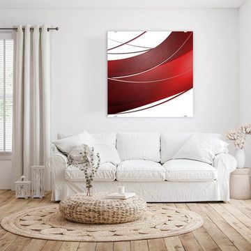 Primedeco Glasbild Wandbild Quadratisch Rote Welle mit Aufhängung, Abstrakt