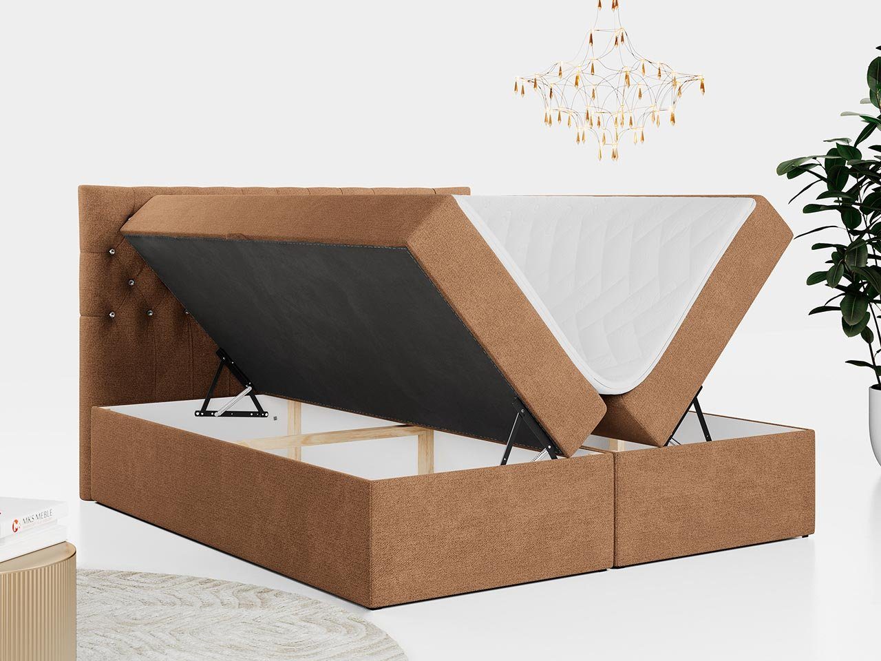 MKS MÖBEL Doppelbett Modern mit Multipocket-Matratze Boxspringbett DEGAS