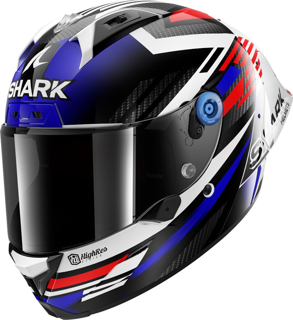 SHARK HELMETS Motorradhelm SHARK AERON GP FIM FIRSTLAP Carbon, Blue Red DBR, Gr. M