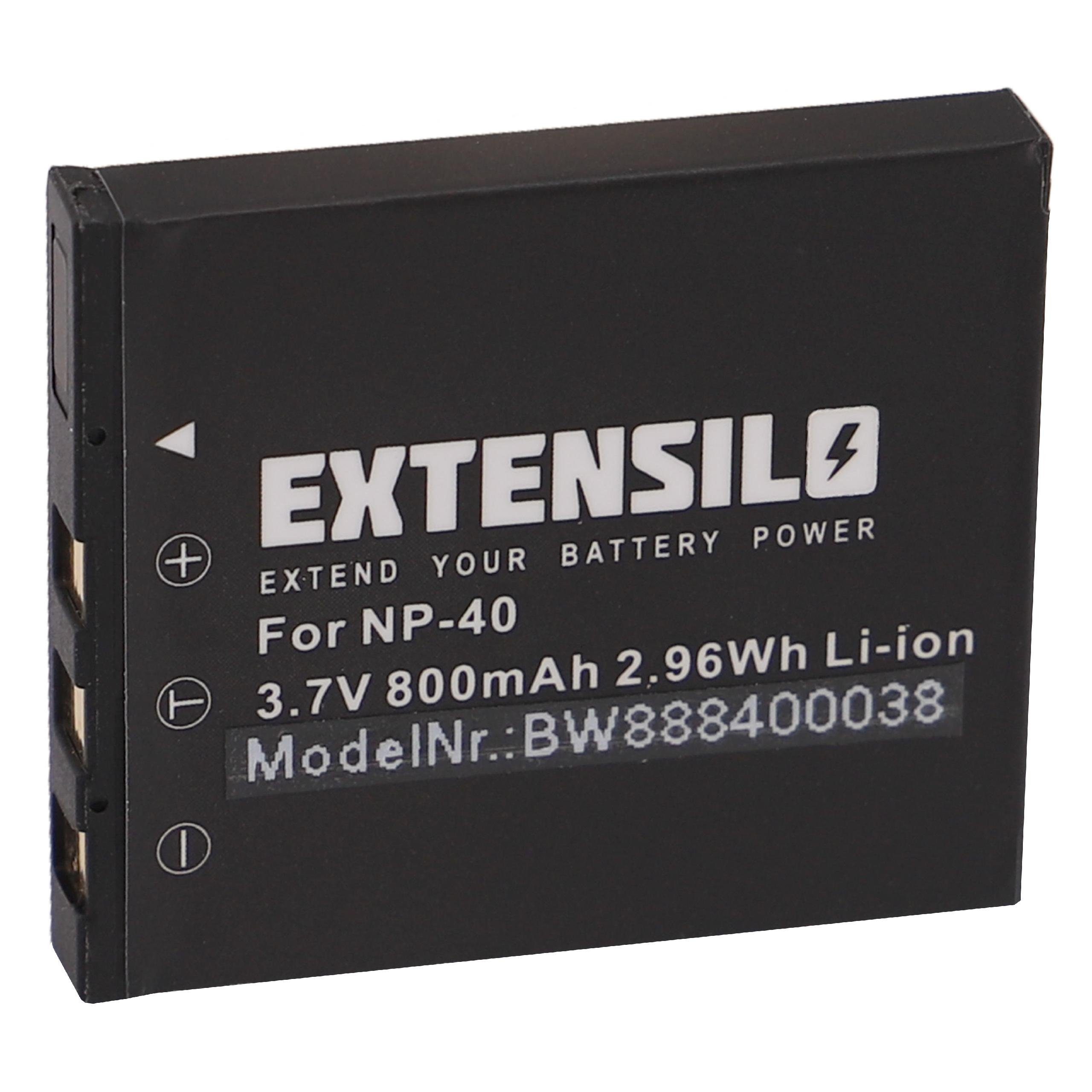 Extensilo kompatibel mit Pentax Optio SVi, SV, X, W20, W10, T20, T10, WPi, WP Kamera-Akku Li-Ion 800 mAh (3,7 V)