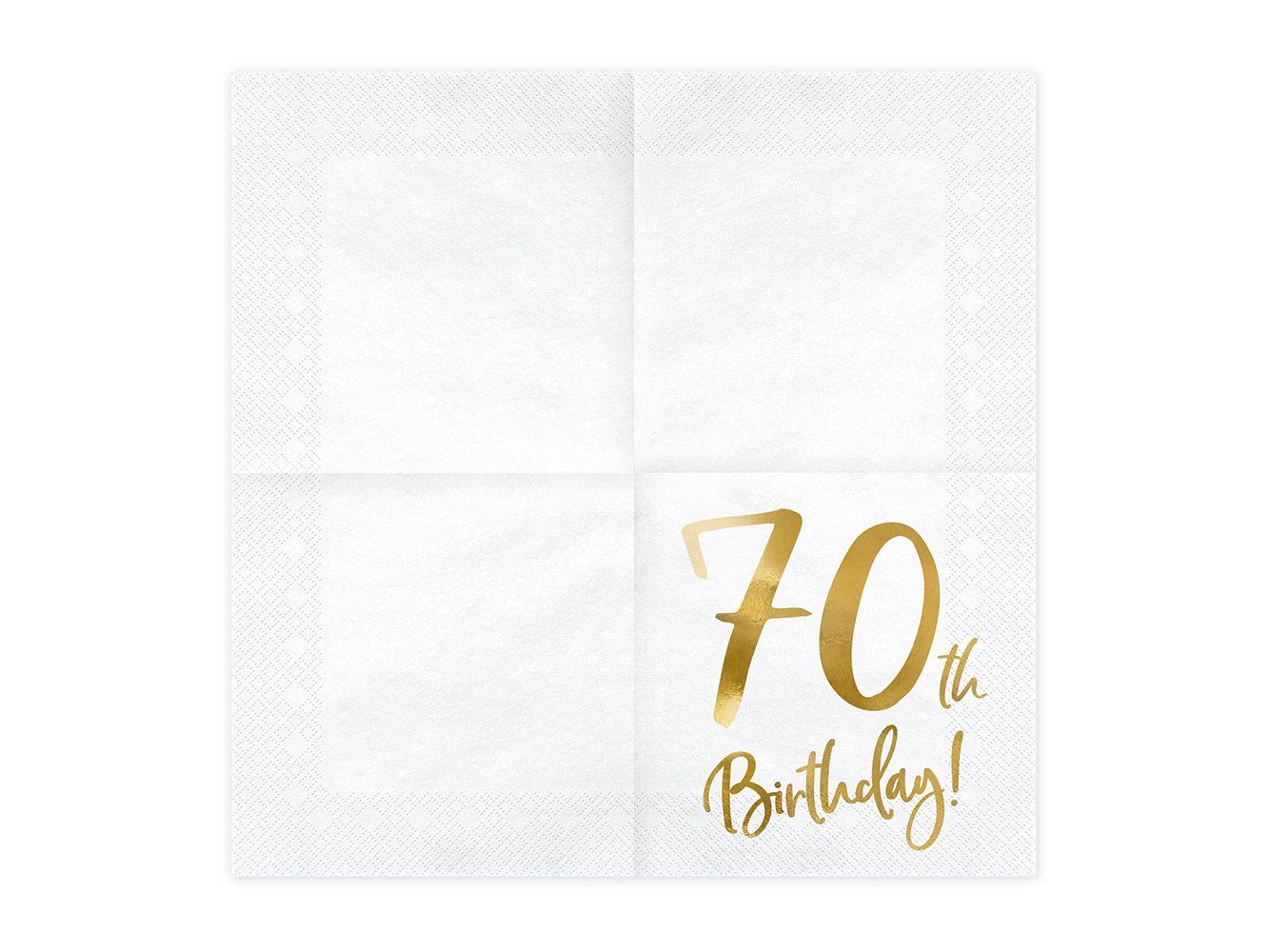 partydeco Papierserviette, Servietten 70.Geburtstag 33x33cm 20 Stück weiß gold