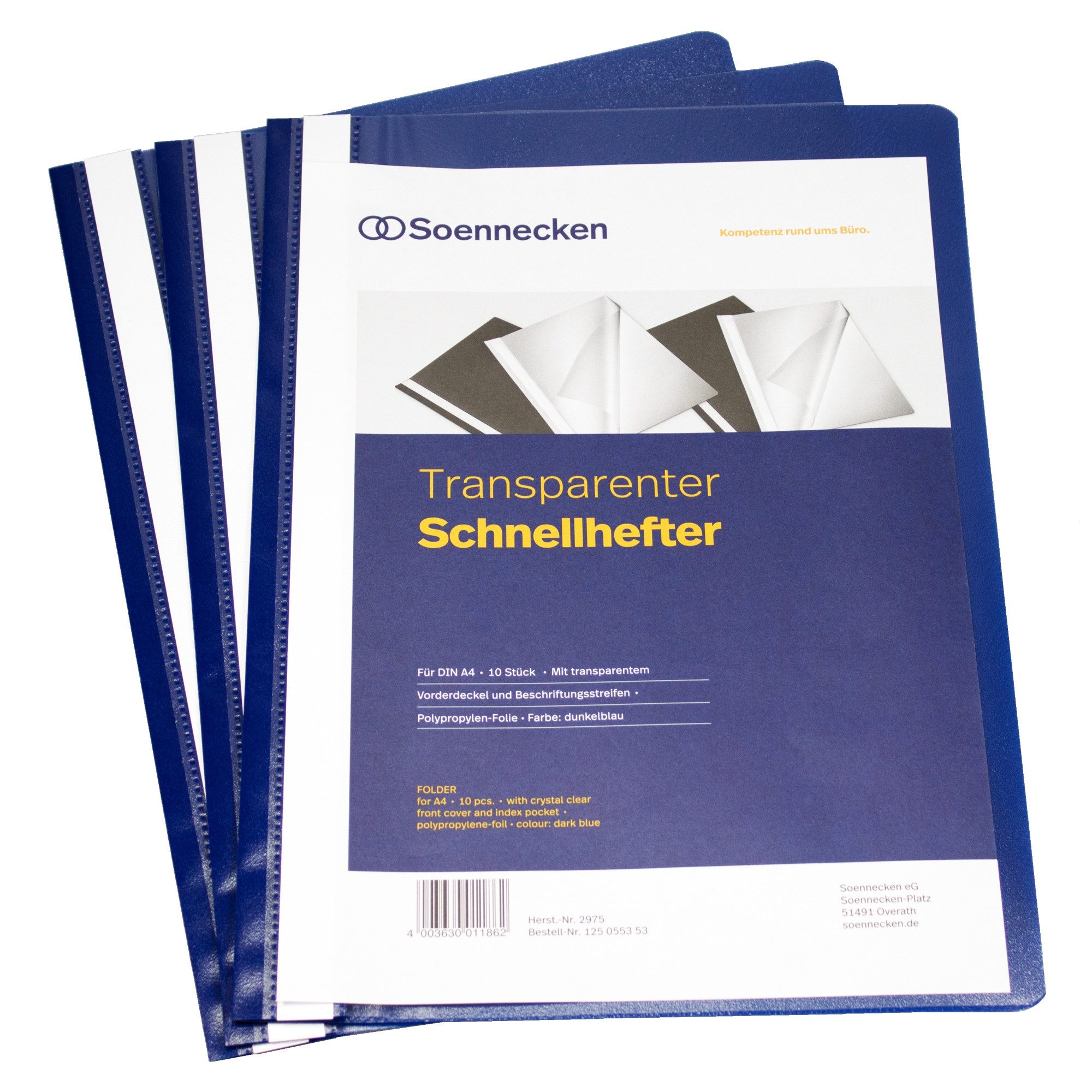 Hefter Schnellhefter 2975 DIN A4 PP dunkelblau 10 Stück