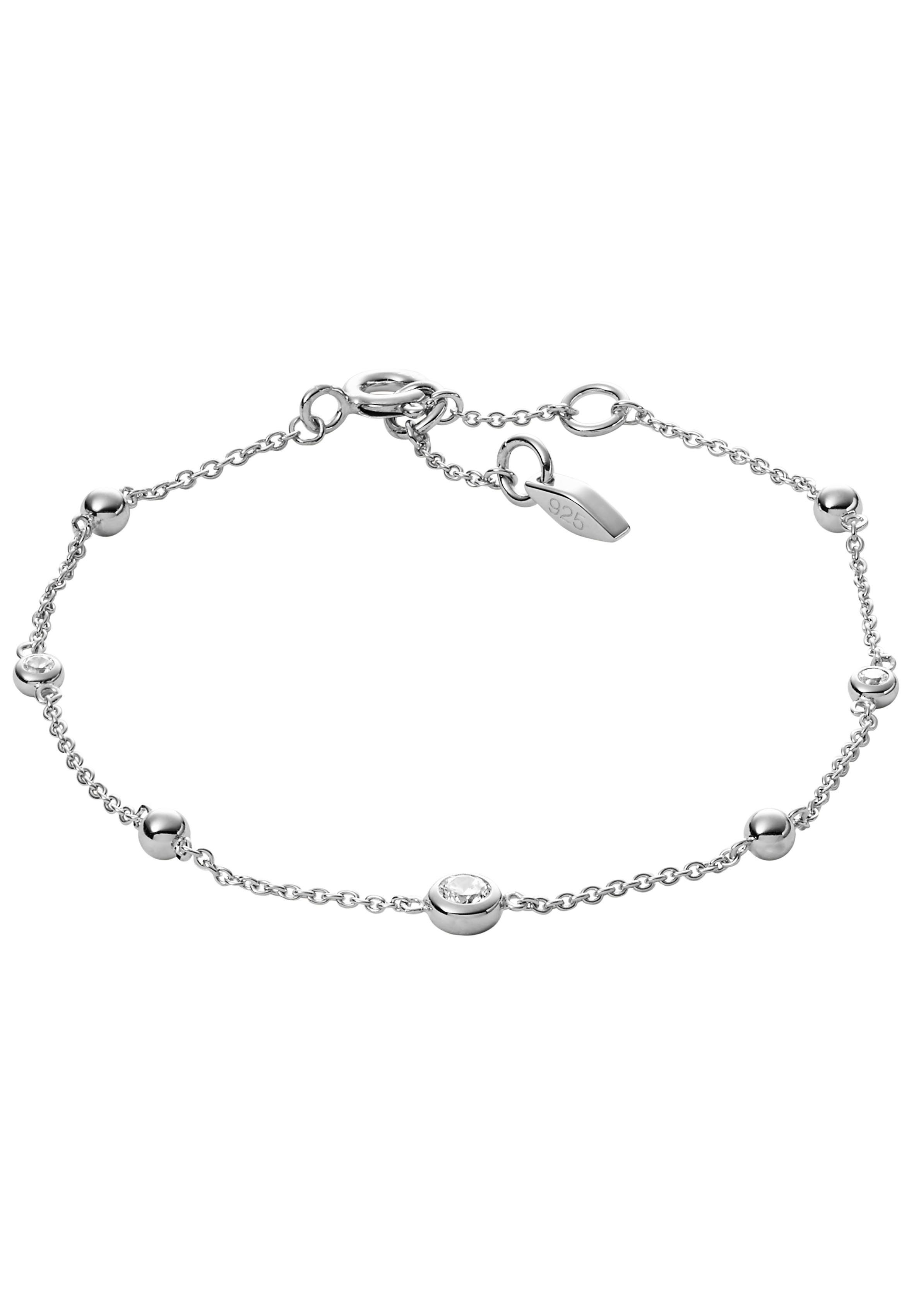 Fossil Silberarmband Schmuck Geschenk Silber 925 Armschmuck GLITZ BY THE YARD, mit Zirkonia (synth)