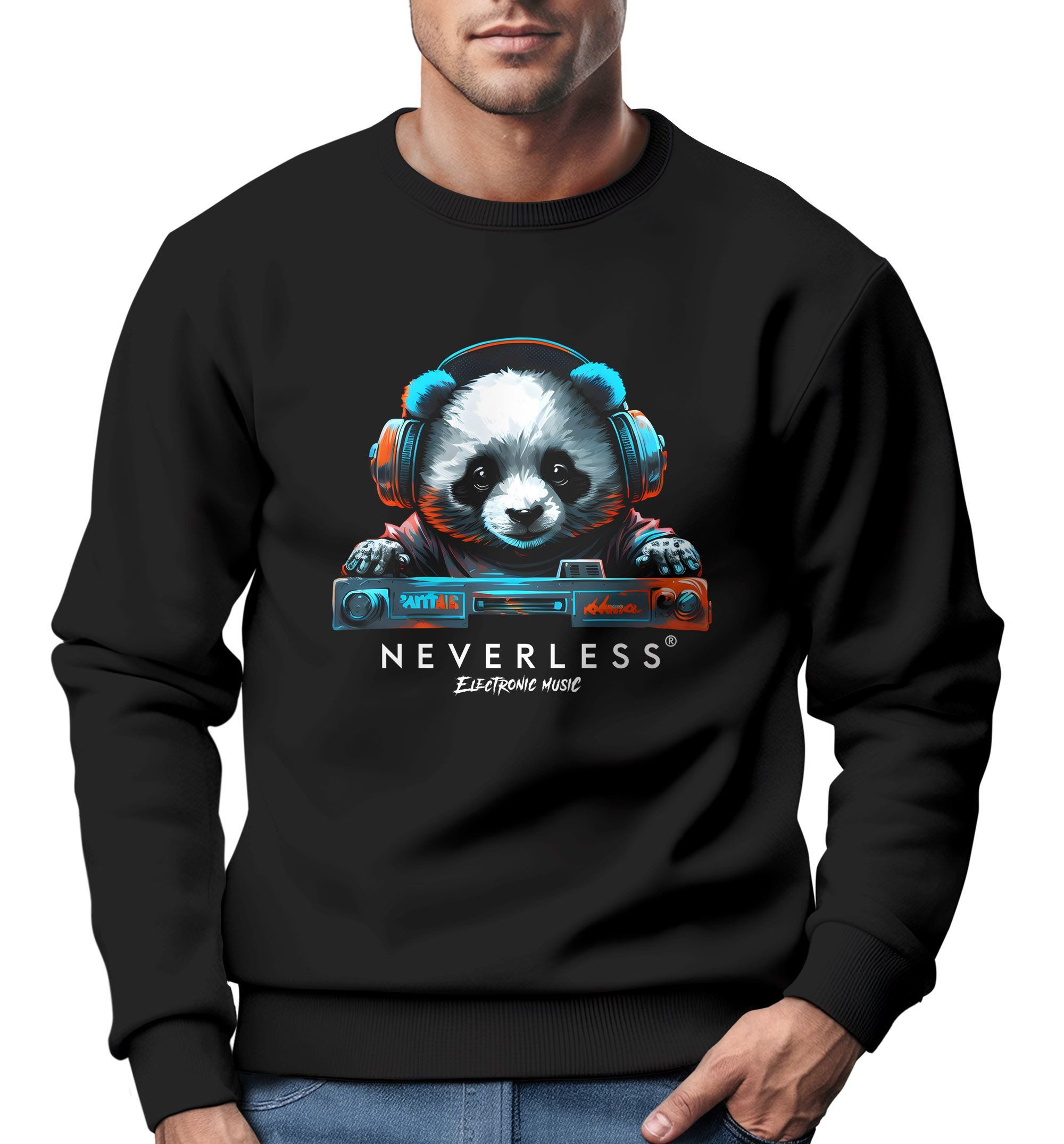 Neverless Sweatshirt Sweatshirt Herren Aufdruck Panda günstig online kaufen
