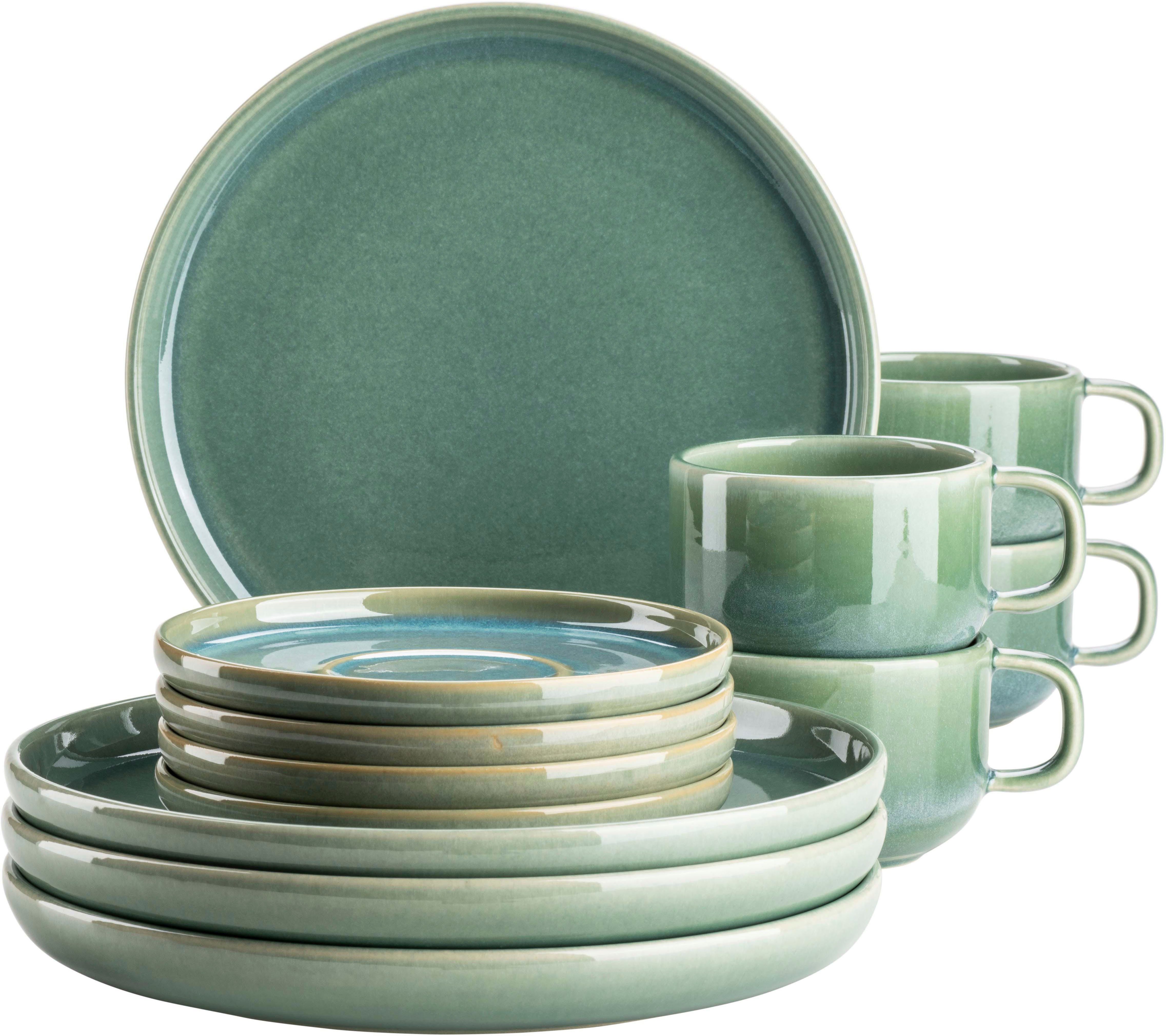 MÄSER Kaffeeservice ELINA UNO, aus Steinzeug (12-tlg), 4 Personen, Steinzeug, Geschirr-Set, Service