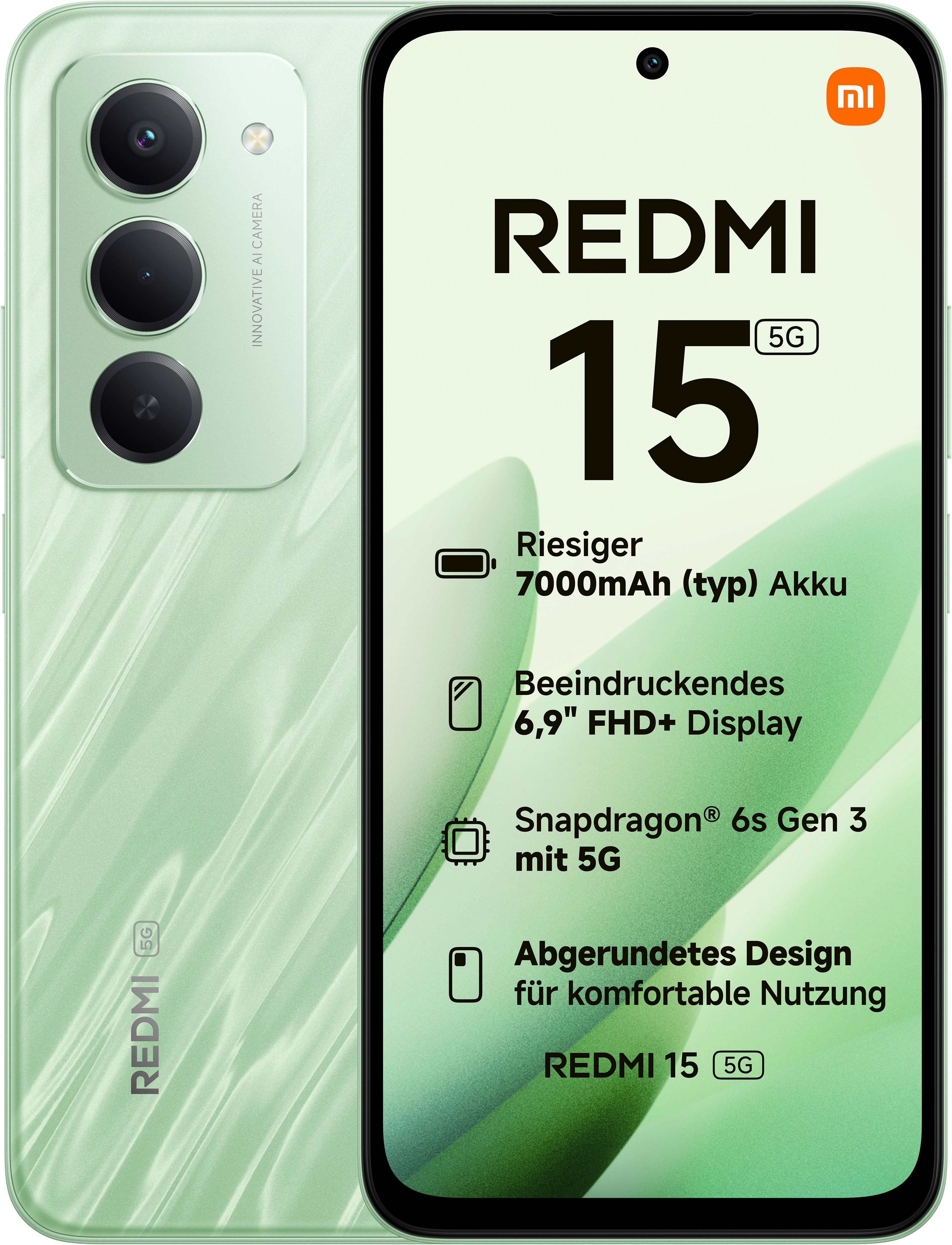 Xiaomi Redmi 15 5G 256 GB Smartphone (17,52 cm/6,9 Zoll, 256 GB Speicherplatz, 50 MP Kamera)