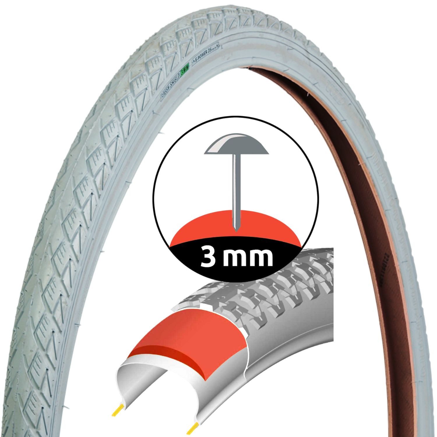Filmer Fahrradreifen Fahrrad-Reifen 28 x 2,0 Zoll ETRTO 50-622 Grau, (1-tlg., 1x Reifen), 28" Universal Fahrradreifen Fahrrad-Mantel Fahrrad-Decke Retro-Design