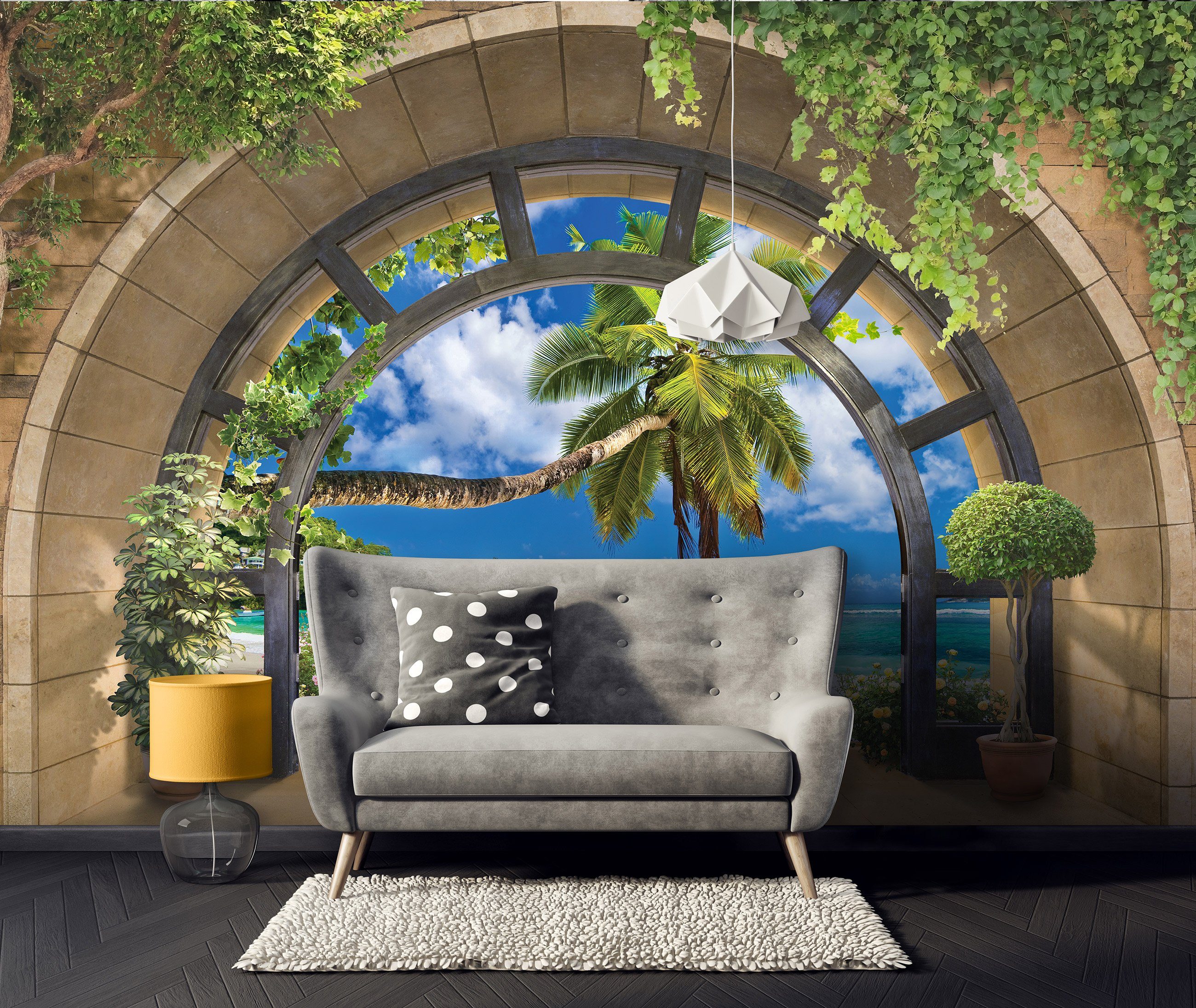 Wallarena Fototapete 3D EFFEKT Fenster Strand Meer Vlies Tapete Wohnzimmer günstig online kaufen