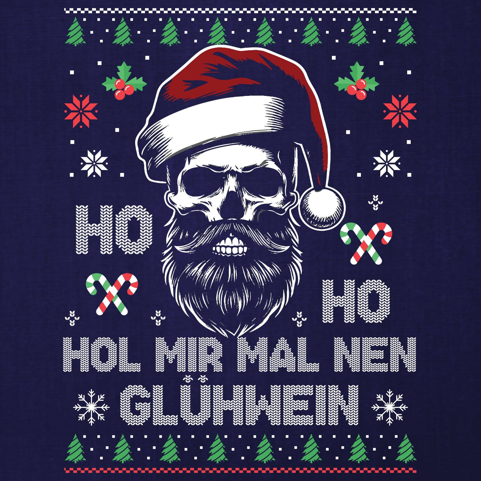 Formatee Weihnachten T-Shirt Glühwein Ho Ho X-mas Herren Weihnachtsgeschenk - Blau Kurzarmshirt (1-tlg) Navy Quattro