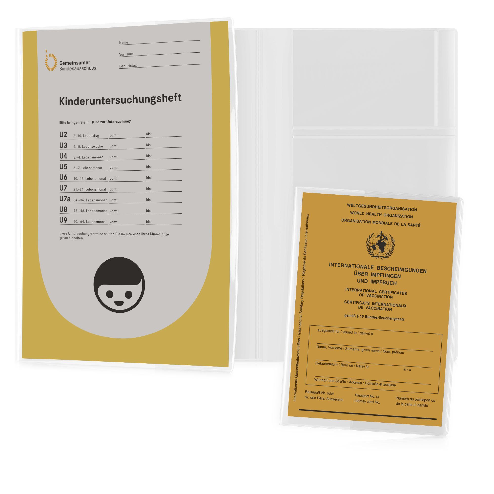 kwmobile Sleeve U-Heft Impfpass Hülle 3-teilig, für deutsches Untersuchungsheft Gesundheitskarte und Impfpass (2015)