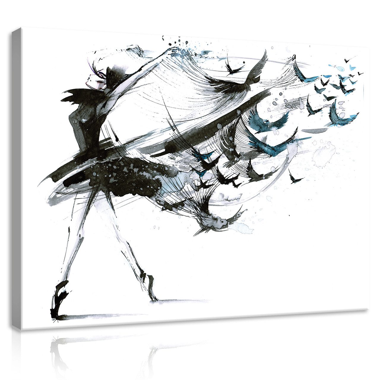 Wallarena Leinwandbild Kinderzimmer Mädchen Ballerina Schwarz Weiß Wandbilder XXL Modern, Abstrakt (Einteilig, 1 St), Wandbilder Leinwandbilder Kinder Leinwand Bilder Bild Groß