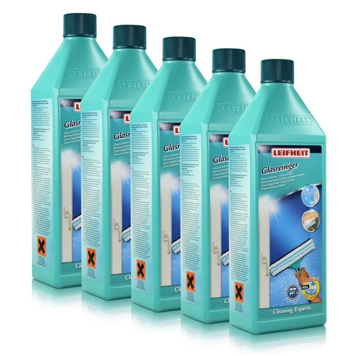 5x Leifheit Glasreiniger Cleaning Experts 1 L Glasreiniger