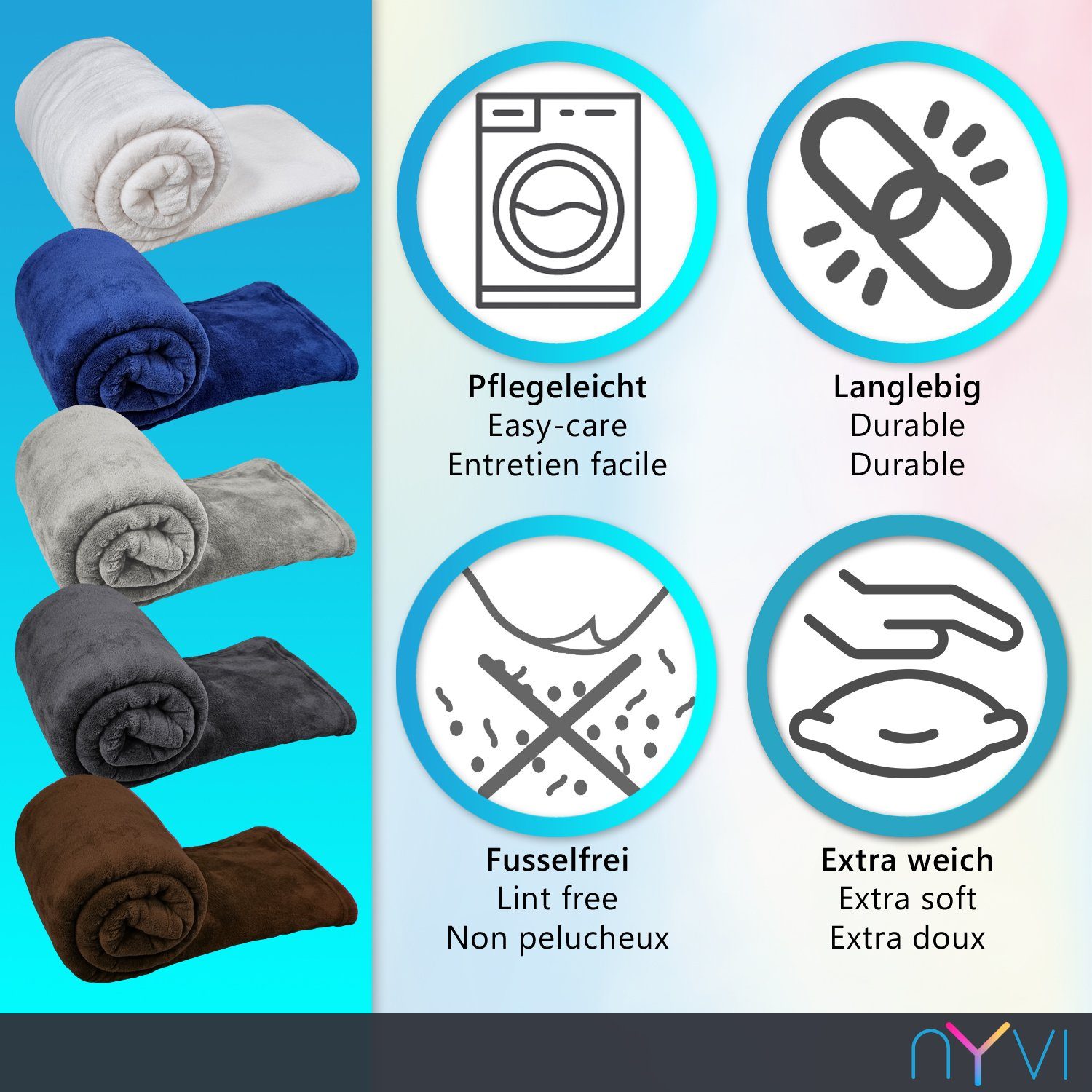 NYVI Tagesdecke Kuscheldecke CozyFleece 150x200 cm - Fleecedecke für Couch, günstig online kaufen