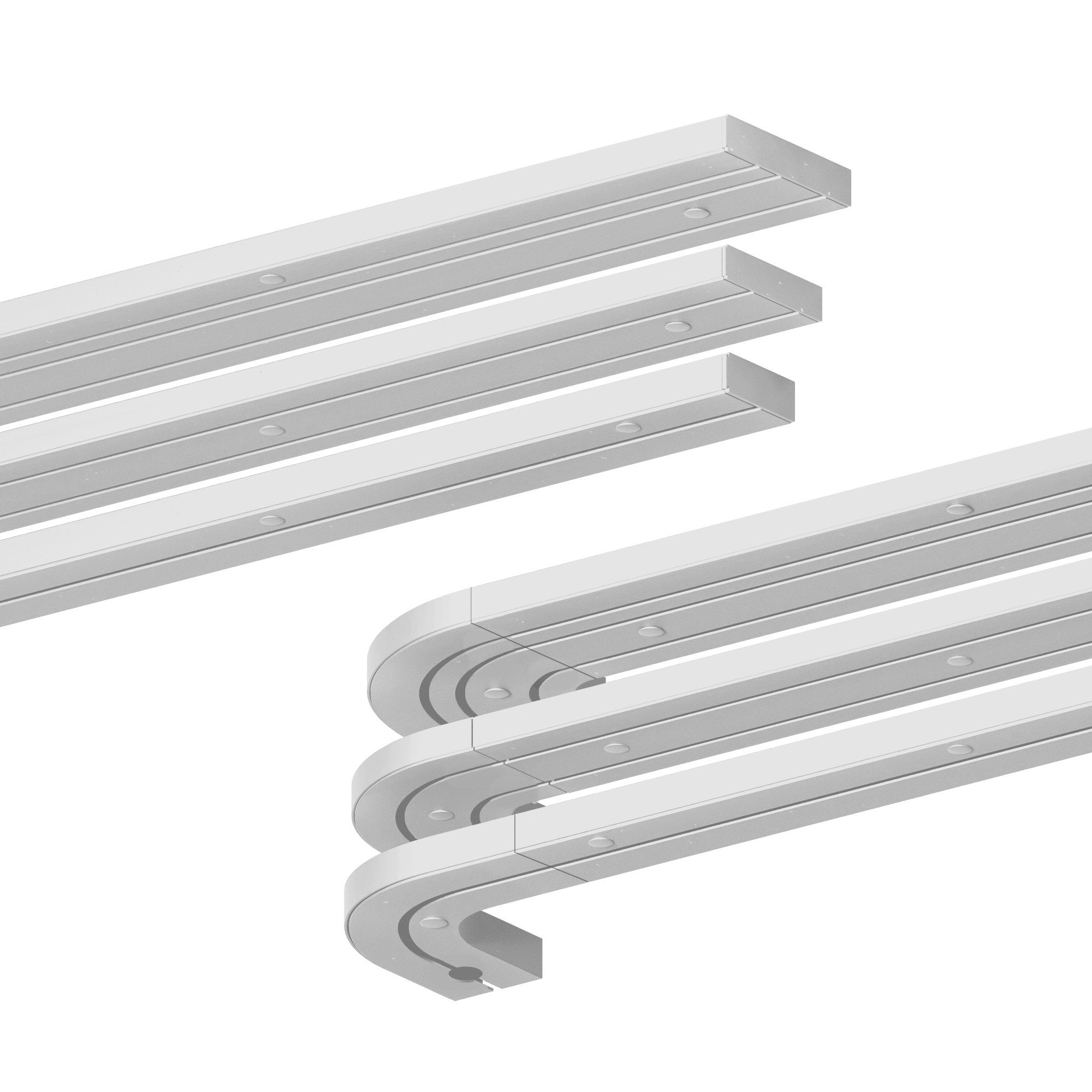 Bestlivings Innenlaufschiene für Шторы 90 cm bis 480 cm, Komplettset, 1-läufig, mit Bohren, verschraubt, Kunststoff, flach, weiß