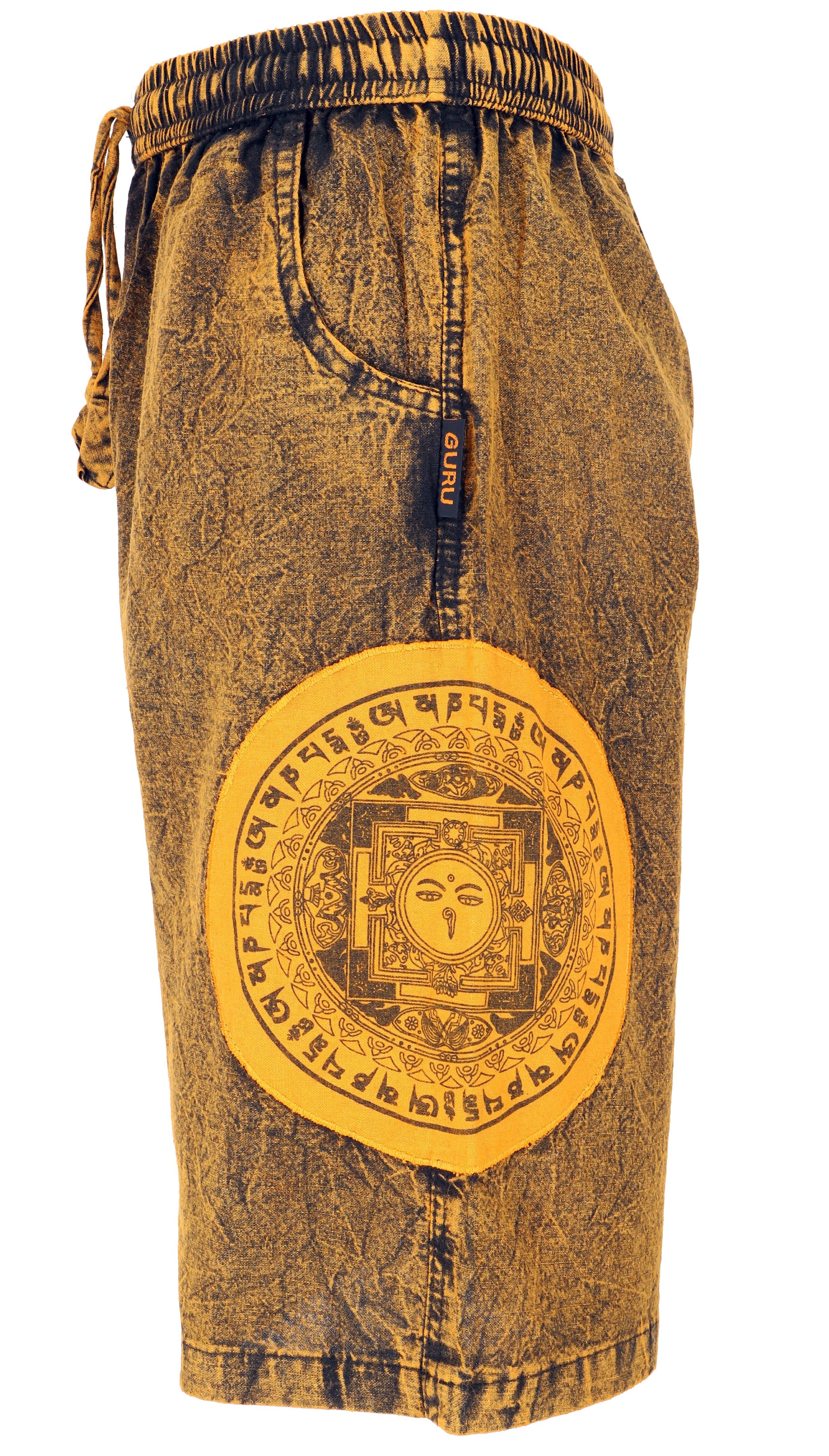 Guru-Shop Relaxhose Ethno Yogashorts, Stonwasch Patchwork Shorts.. Hippie, Ethno Style, alternative Bekleidung – Bild 3 von 5