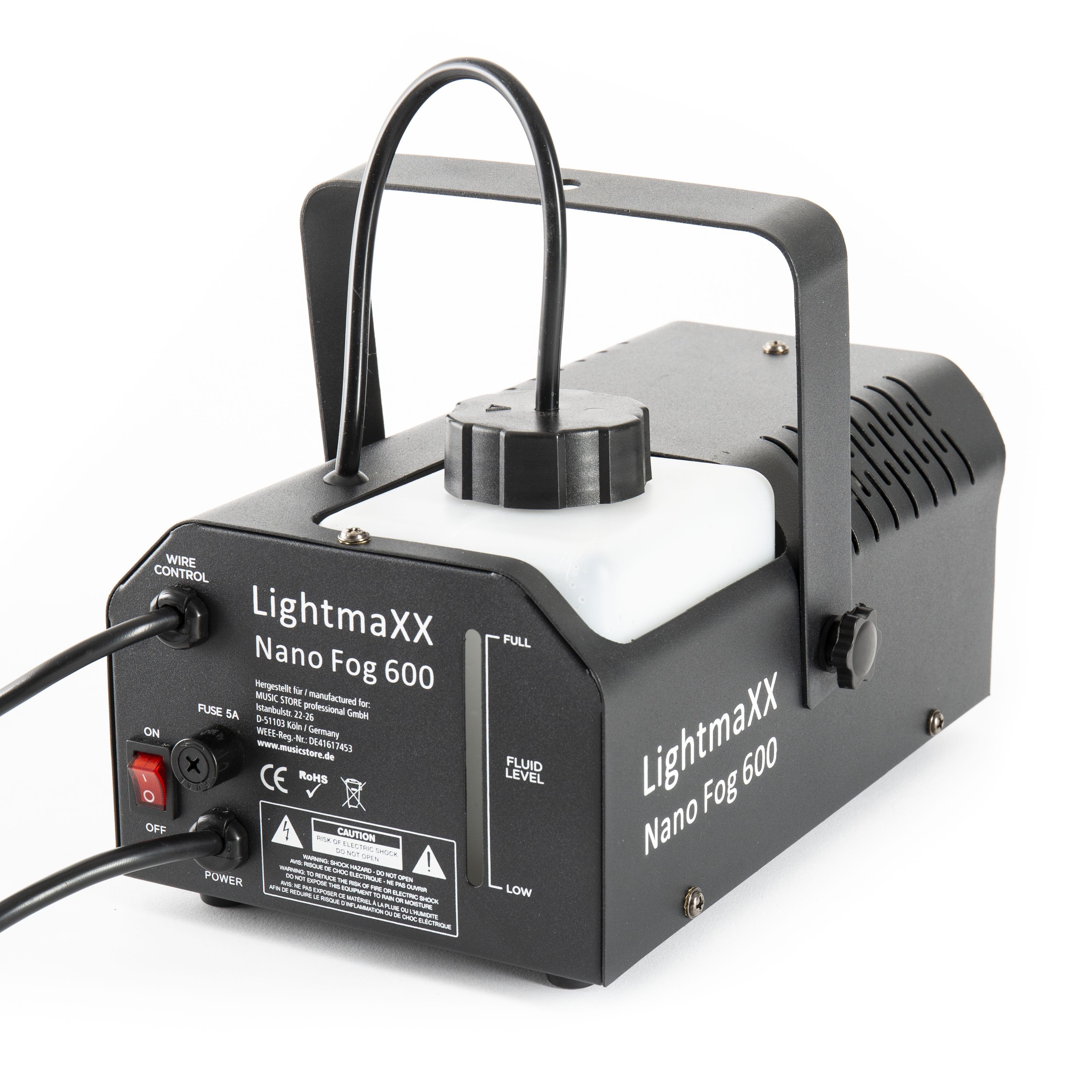 lightmaXX Discolicht, Nano Fog Nebelmaschine 600 - 600 Watt, Remote Wired