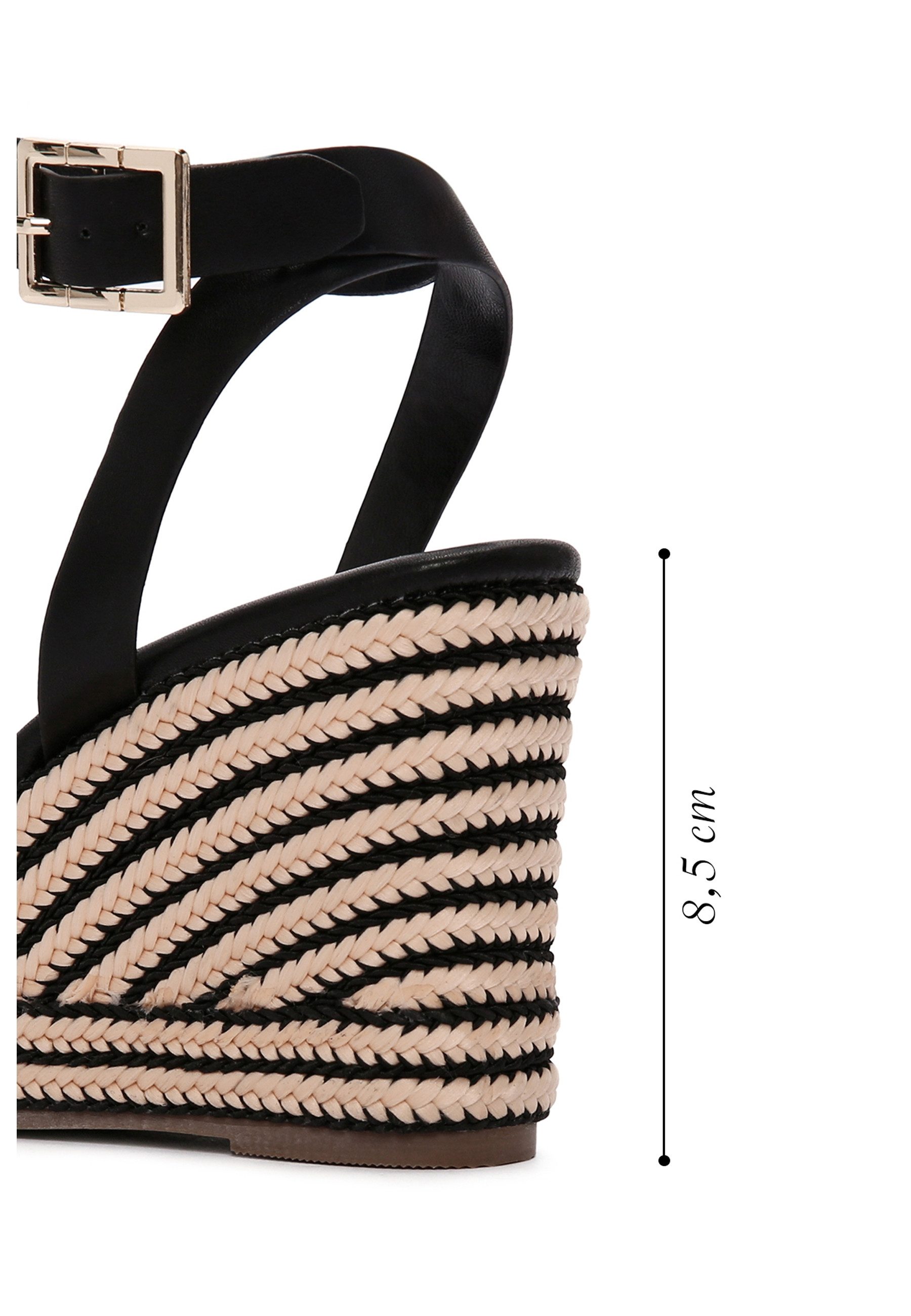 Derimod Keilabsatz-Sandalen aus Kunstleder Espadrille Kunstleder, Schnallenverschluss, Espadrille-Keilabsatz,Synthetikfutter