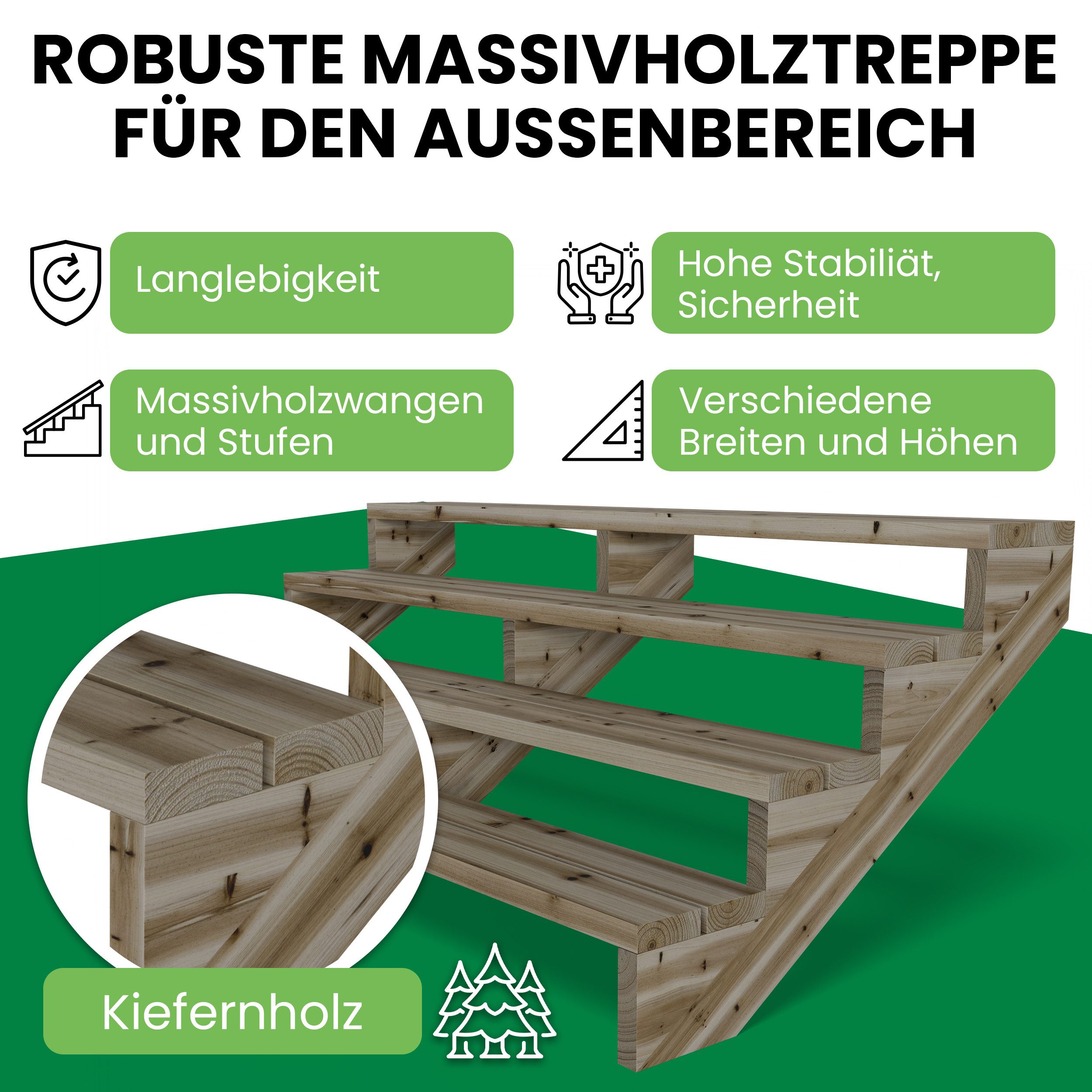 Gartenwelt Riegelsberger Außentreppe Terrassentreppe Kiefer kesseldruckimpr günstig online kaufen
