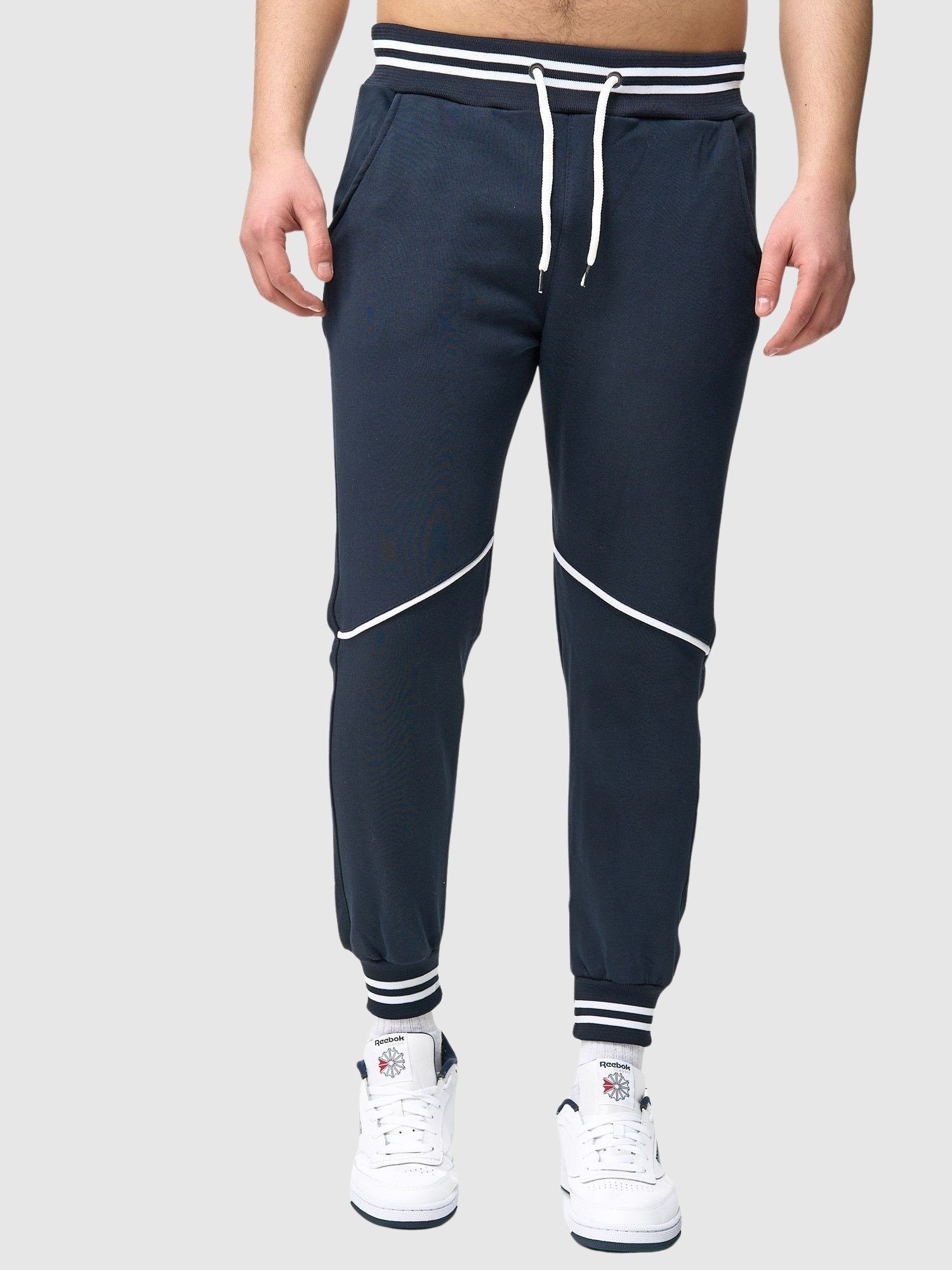 Trainingshose Fitness Freizeit Stripe Kayna Herren Casual Navy Jogginghose Sweatpants, Sport 1-tlg) hose (Sporthose Männer Sweatpants Jogginghose John Trainingshose