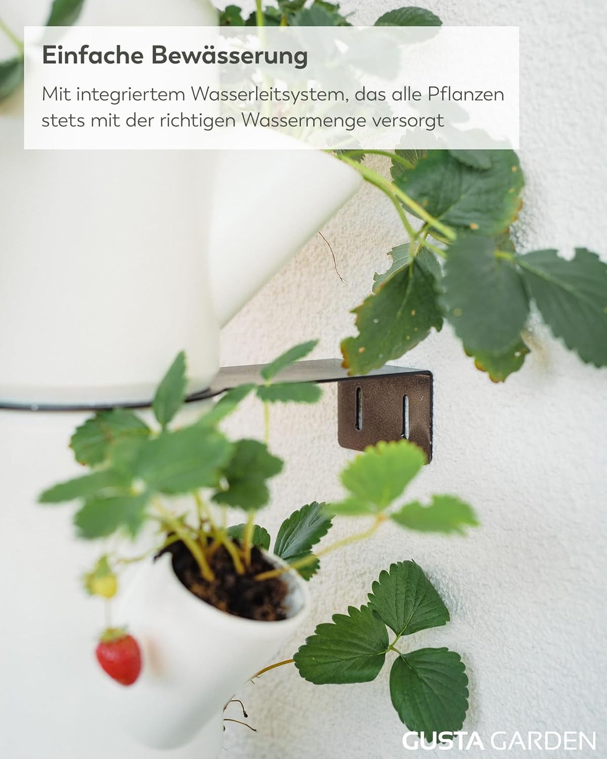 Gusta Garden Hochbeet SISSI STRAWBERRY infinity (inkl. Wasserauslaufschutz & Wasserleitsystem), Erdbeerbaum mit 10 Etagen, weiß – Bild 4 von 5