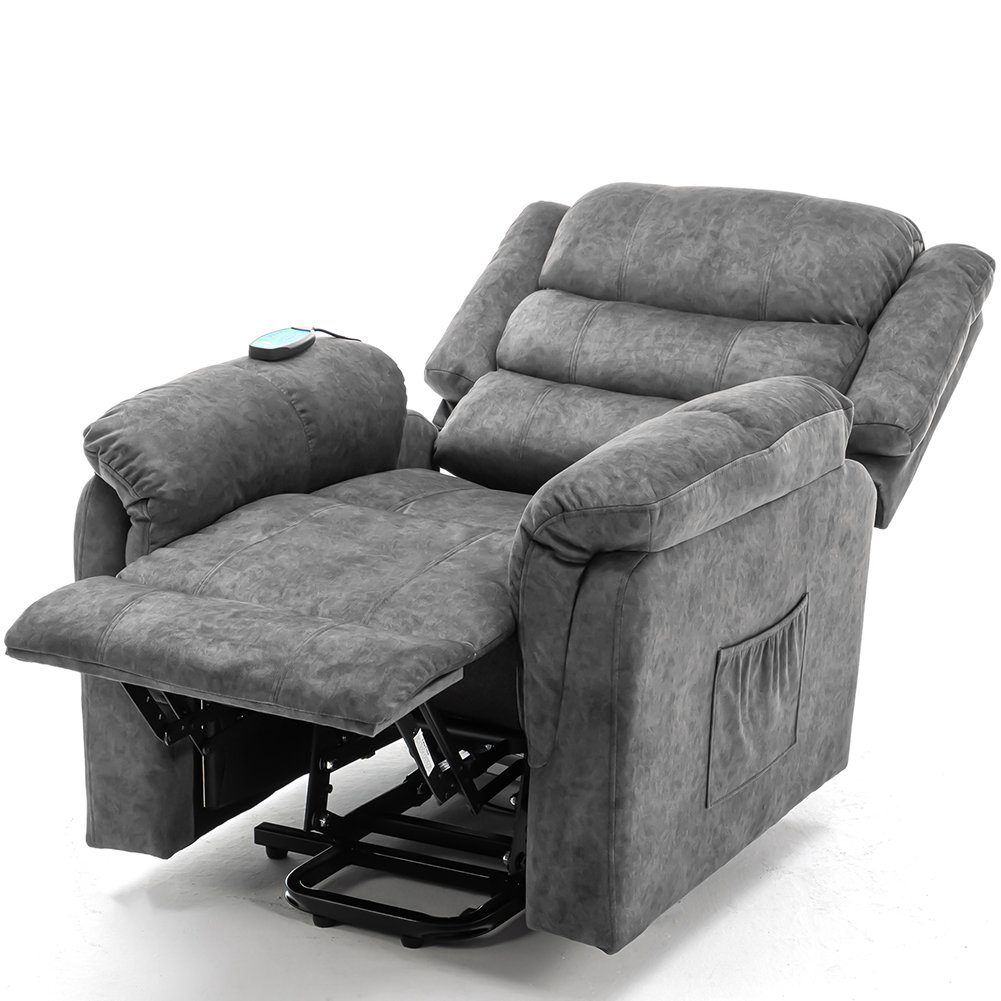TV-Sessel (Fernsehsessel mit Aufstehhilfe, elektrisch Relaxsessel mit Fernbedienung, bis 150 kg belastbar), Massagesessel mit Liegefunktion, Wärmefunktion und Vibrationsmassage