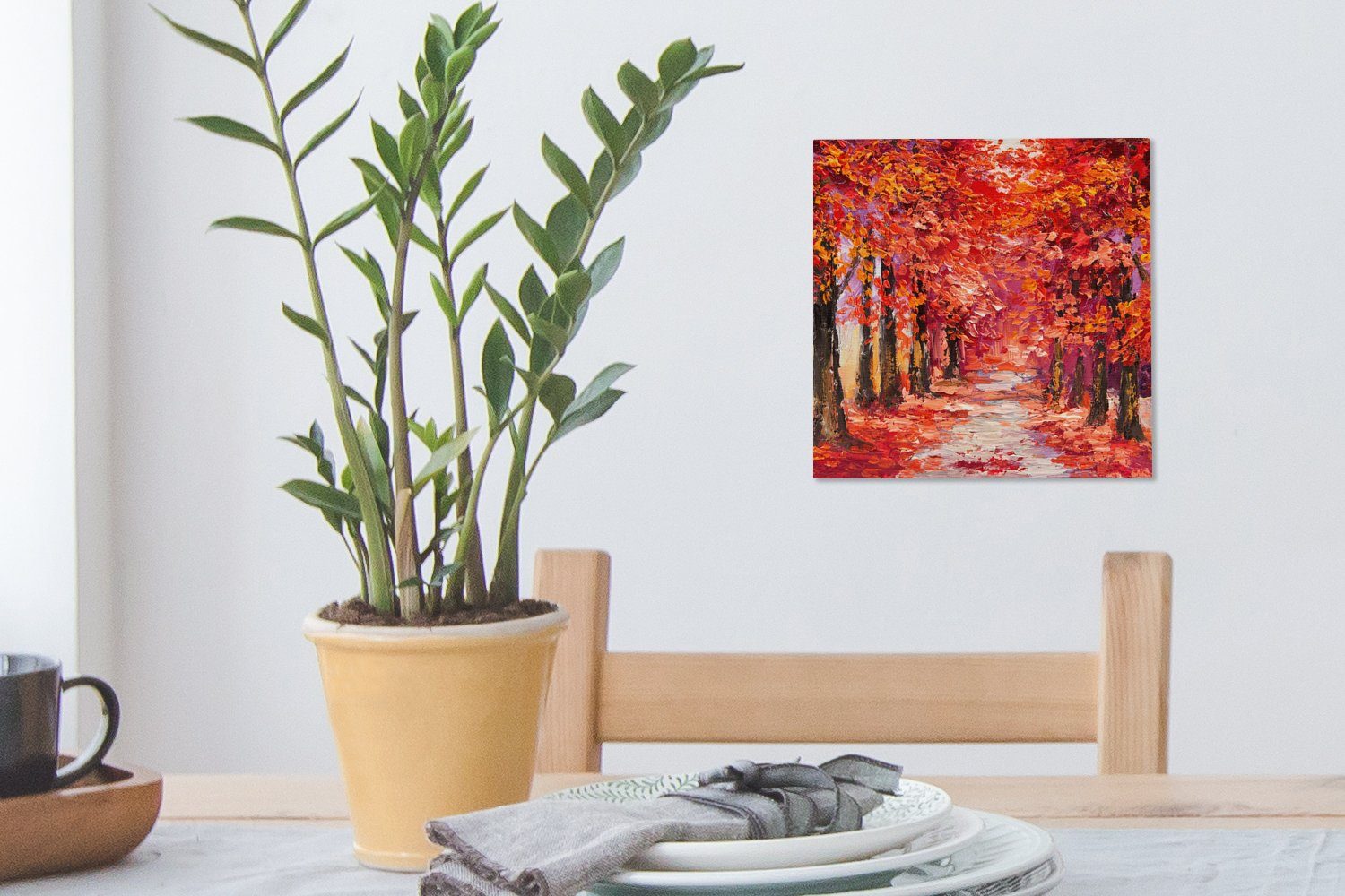 - Bilder Gemälde Gemälde Wohnzimmer - - Leinwand St), für (1 Ölgemälde, OneMillionCanvasses® Schlafzimmer Herbst Bäume