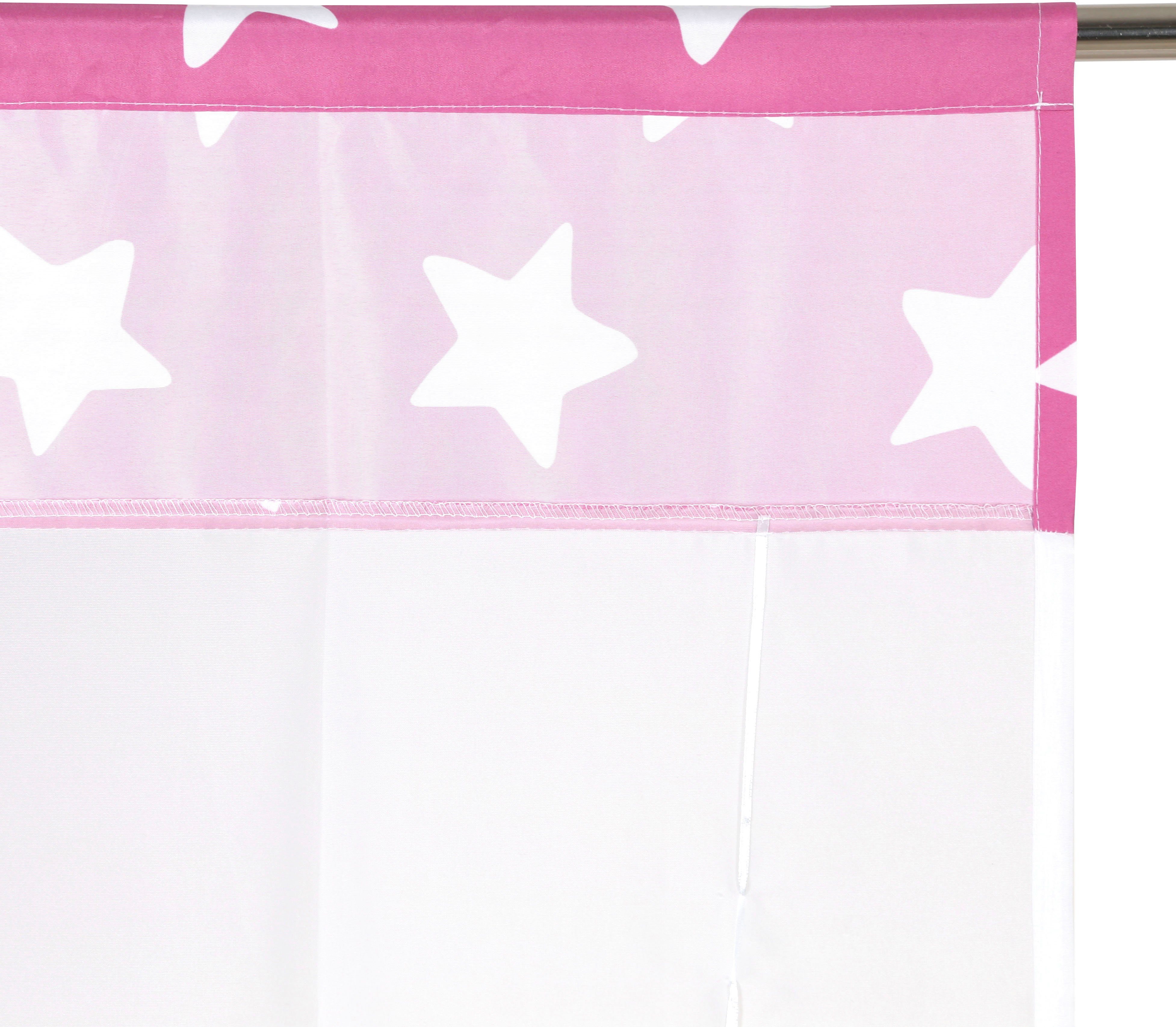 Bändchenrollo Lüttenhütt, Stangendurchzug mit Stern, weiß/pink