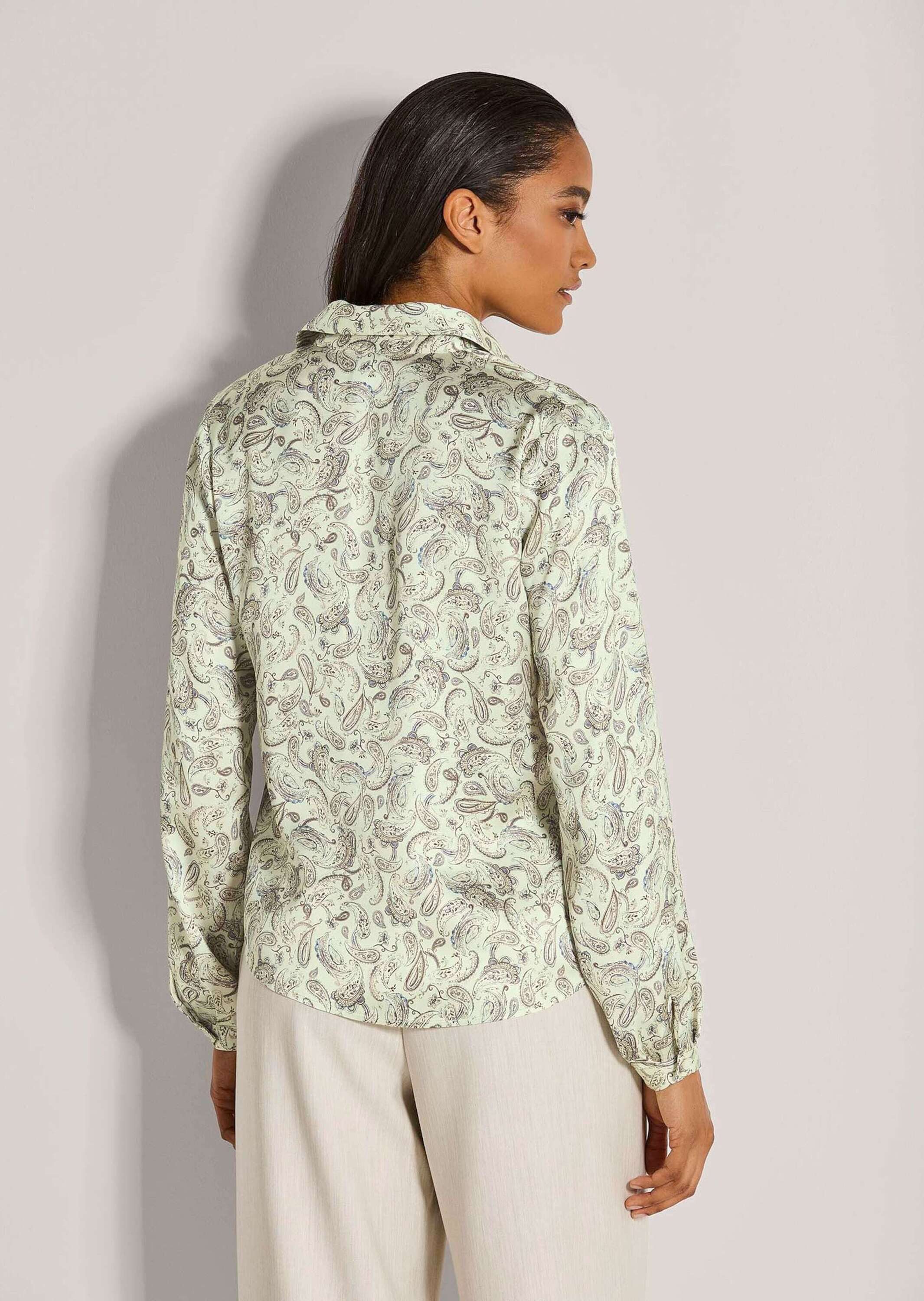 MADELEINE Langarmbluse Elegante Viskosebluse mit Knopfleiste Filigraner Paisley-Print mit Hemdkragen und langen Ärmeln