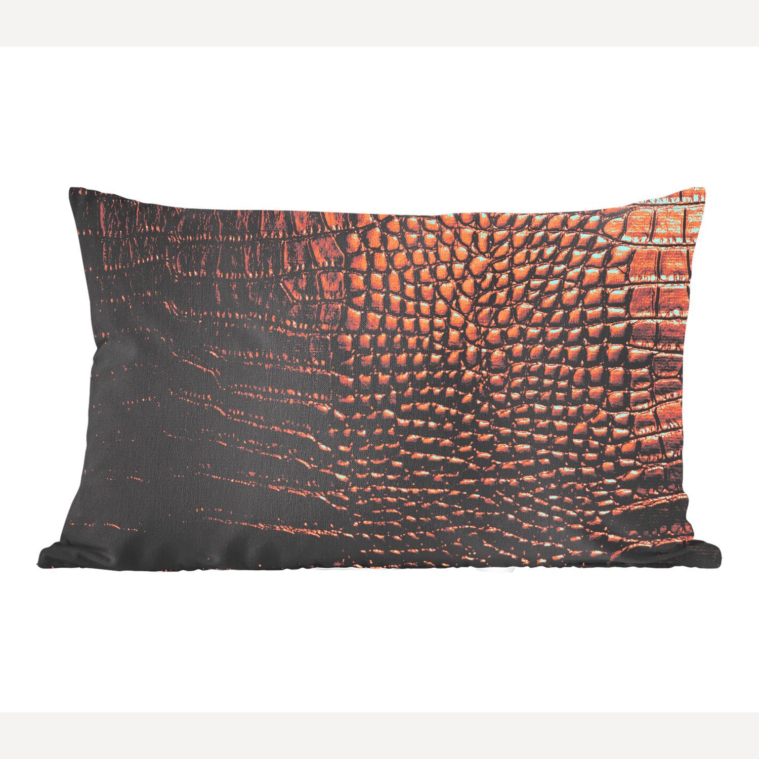 MuchoWow Dekokissen Das braune Leder eines Krokodils, Dekoration, Zierkissen, Kissen mit Füllung, 50x30 cm