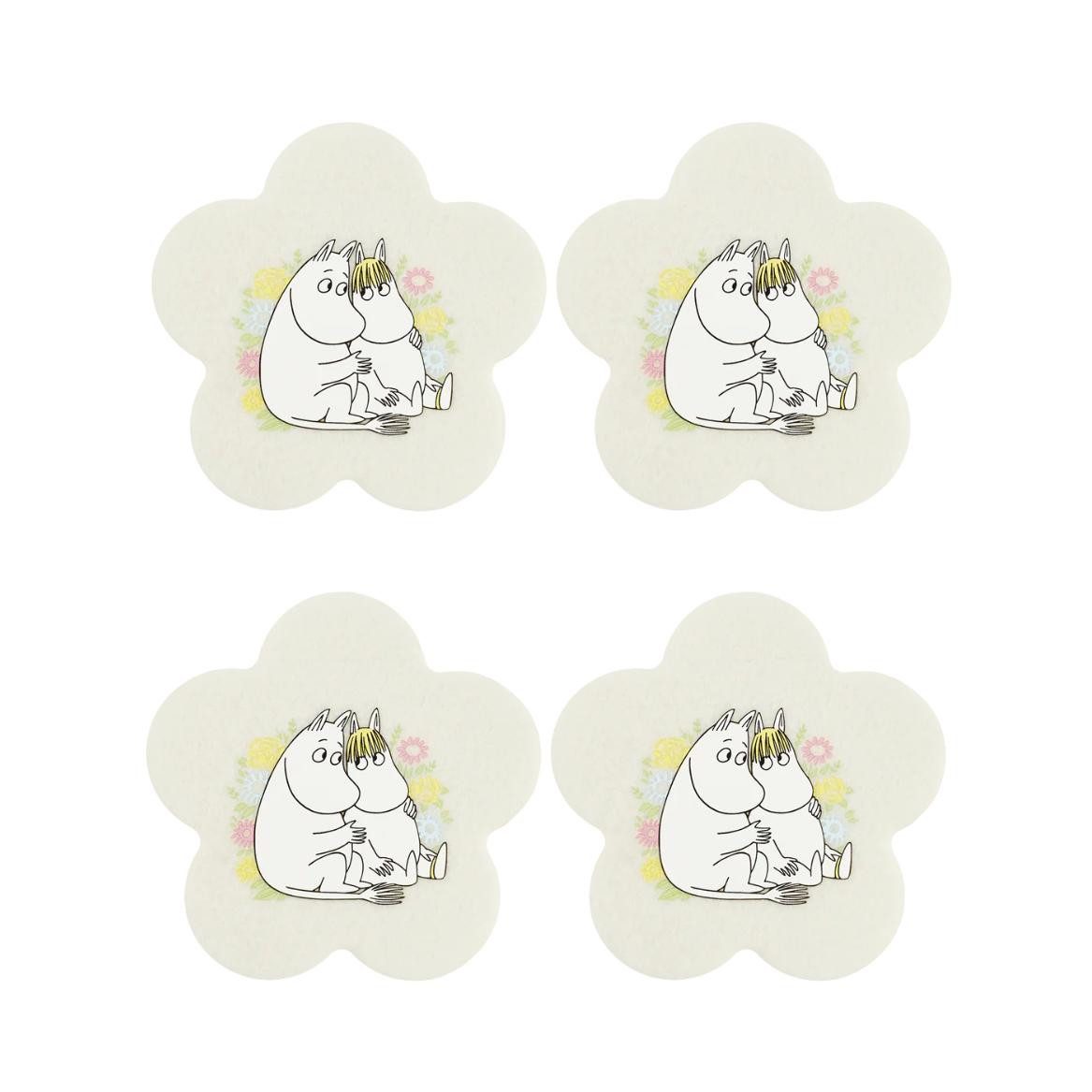 Muurla Getränkeuntersetzer Glasuntersetzer Moomin Flowers (10,5cm)(4-teilig)