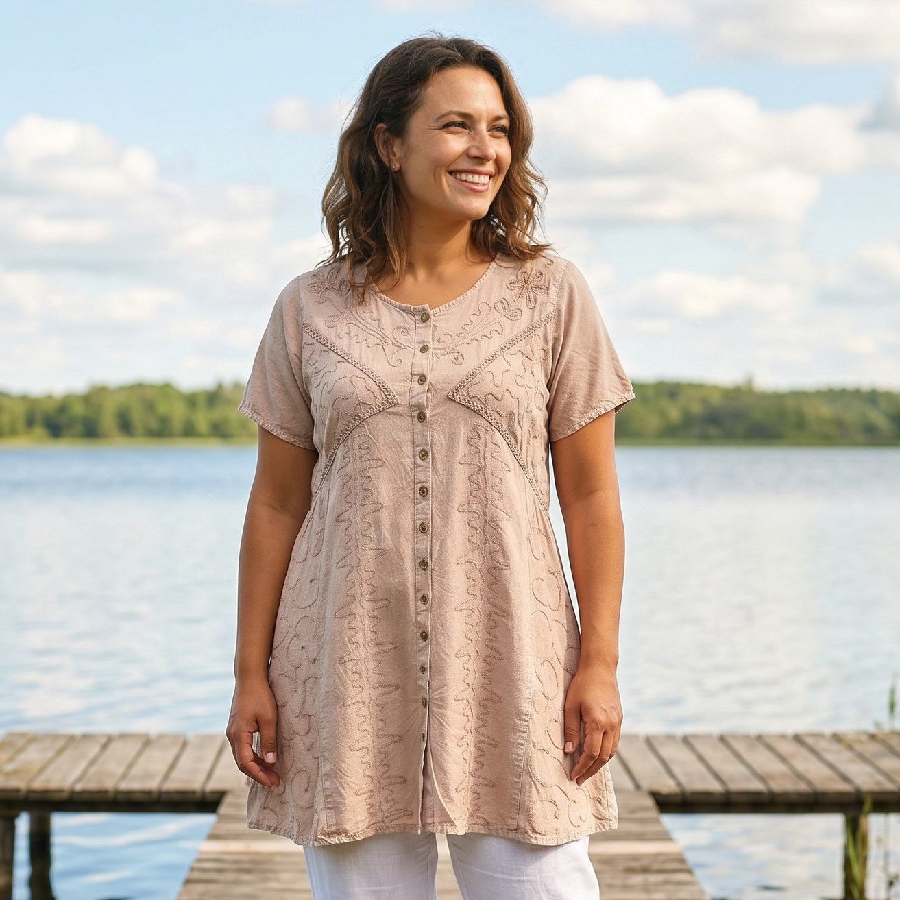 Guru-Shop Midikleid Besticktes indisches Boho Minikleid, Hippie.. alternative Bekleidung