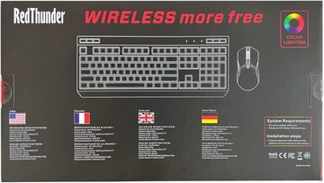 RedThunder K20 Kabellose wiederaufladbar, französisches AZERTY Tastatur- und Maus-Set, Mit Multimedia-Funktionstasten, ergonomische mit 4800 DPI für Mac
