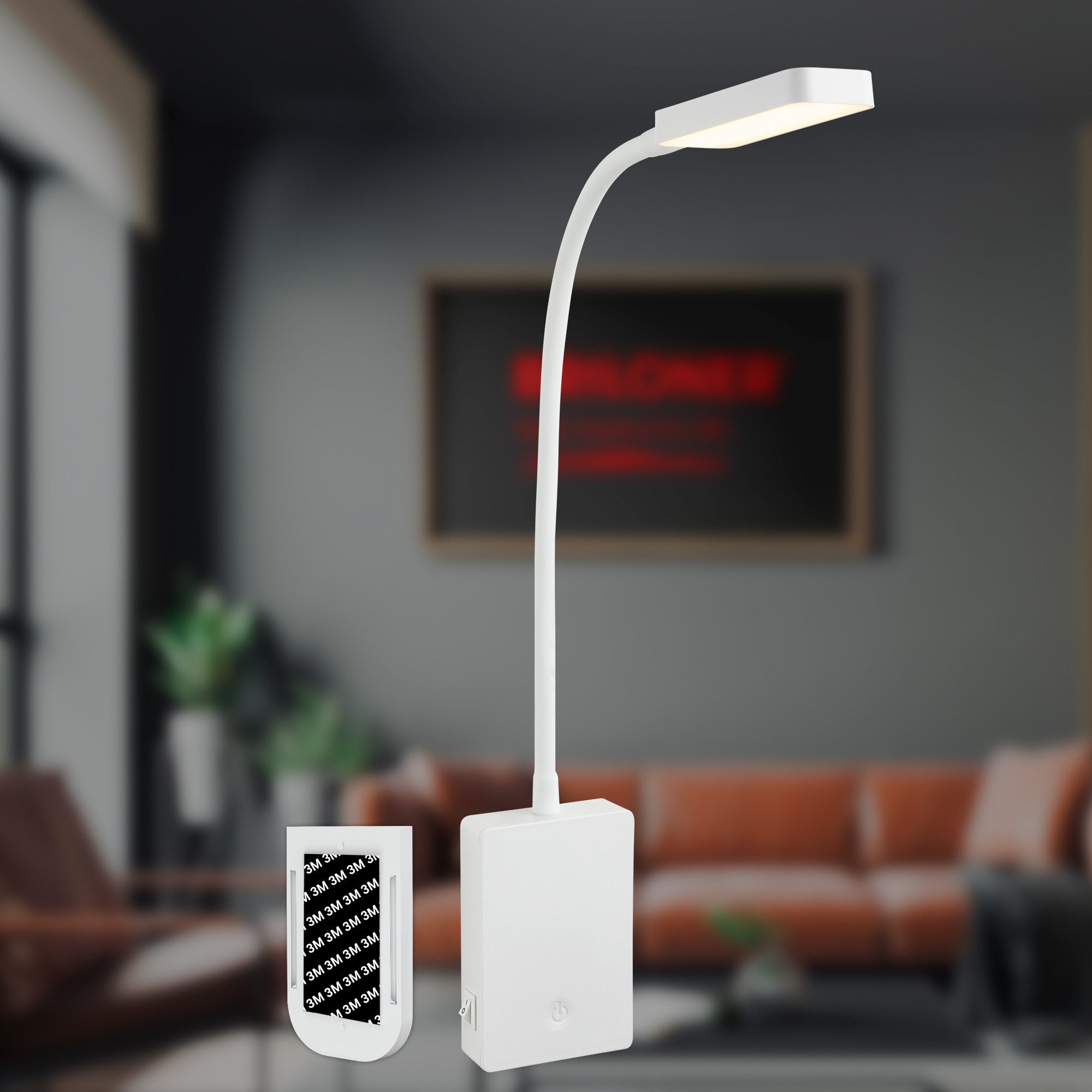 Briloner Leuchten Wandleuchte LED Akku Nachttischlampe zum Kleben Touch USB-C dimmbar, LED fest integriert, Ohne Bohren Bettlampe 7,5x3x56 cm Beige Schwarz Weiß 2W Schlafzimmer