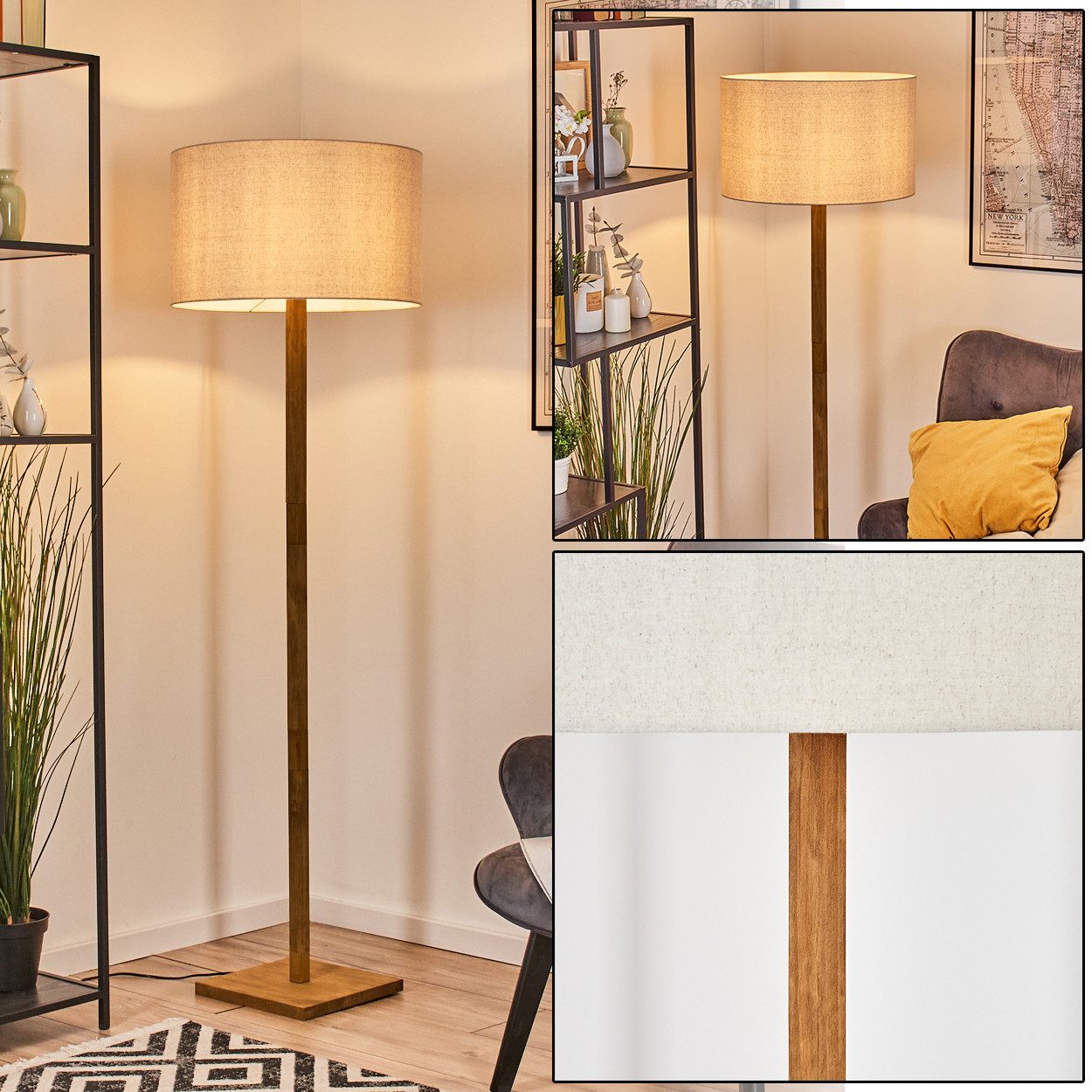 hofstein Stehlampe Stehlampe aus Metall/Holz im günstig online kaufen