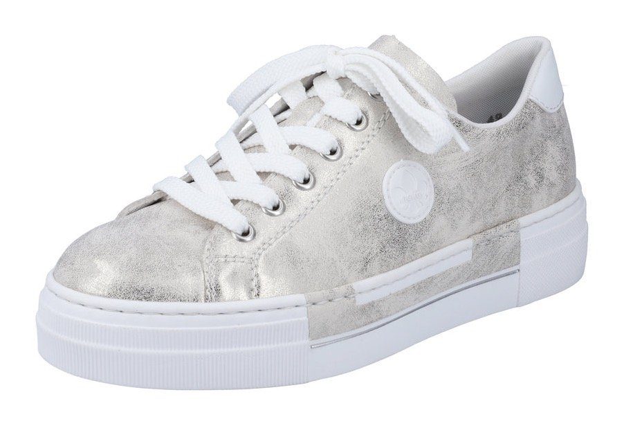 Rieker Sneaker mit Plateausohle metallic-grau | Schnürschuhe