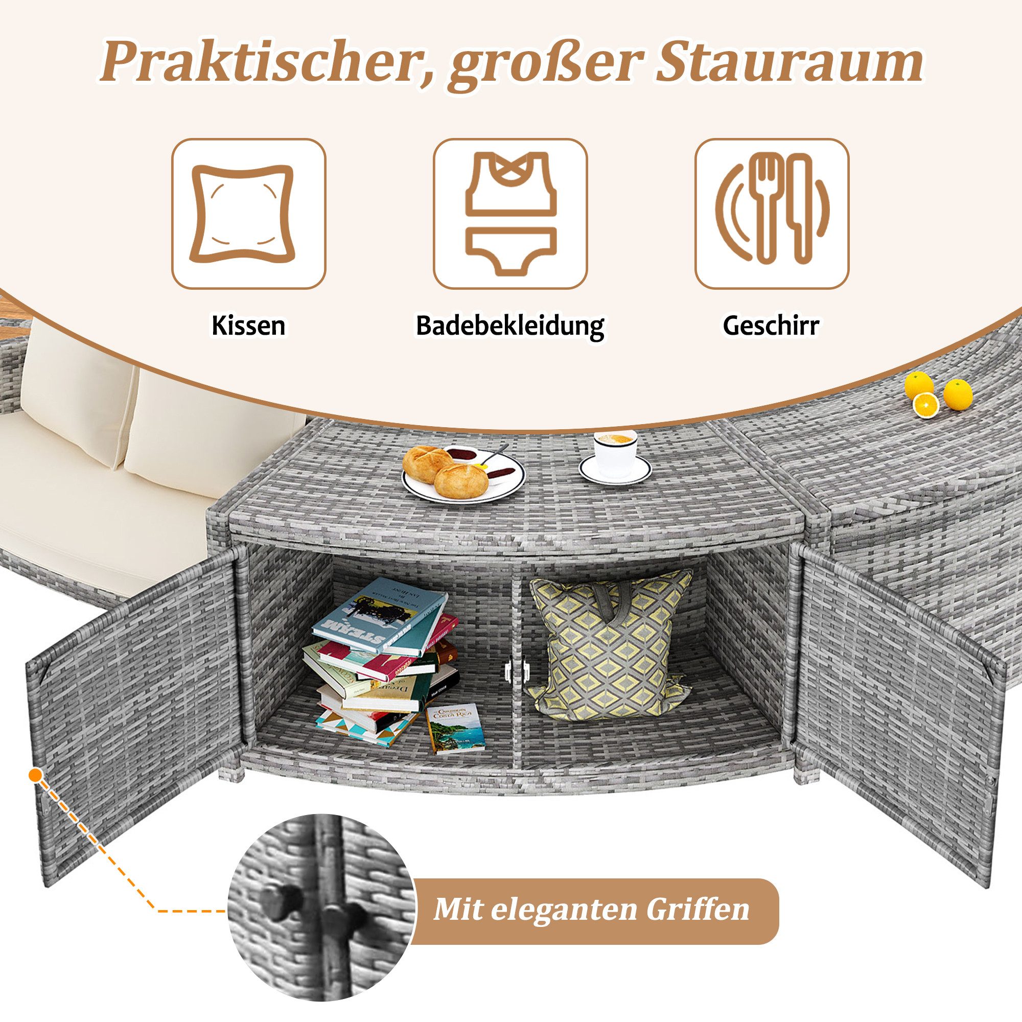 OKWISH Gartenlounge-Set Spa-Pool, (aus PE-graues Rattan günstig online kaufen