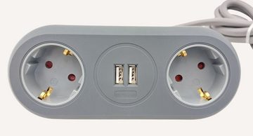 BURI Unitec Tischsteckdose 2-fach mit 2x USB Steckdosenleiste Verteiler Mehrfachsteckdose