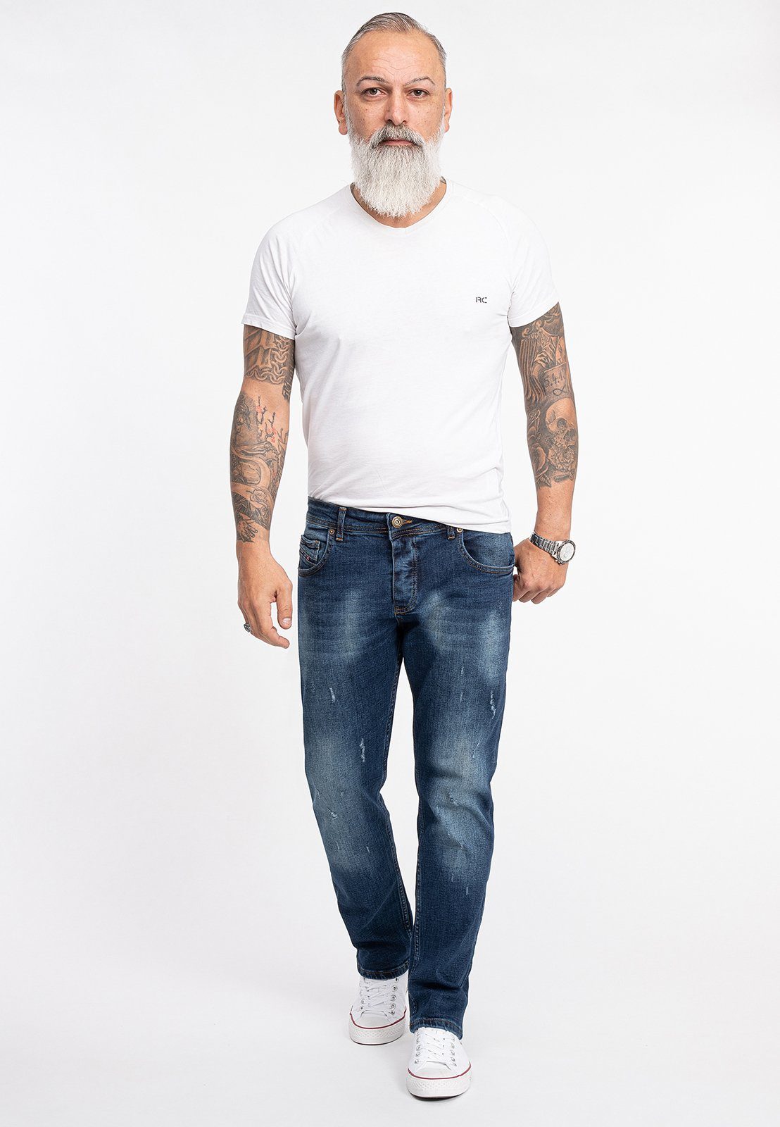 Rock Creek Straight-Jeans Herren Jeans Stonewashed Blau RC-2281 – Bild 4 von 4